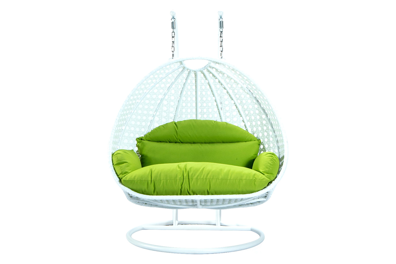 LeisureMod Modern White Wicker Hanging Double Seater Egg Swing Chair