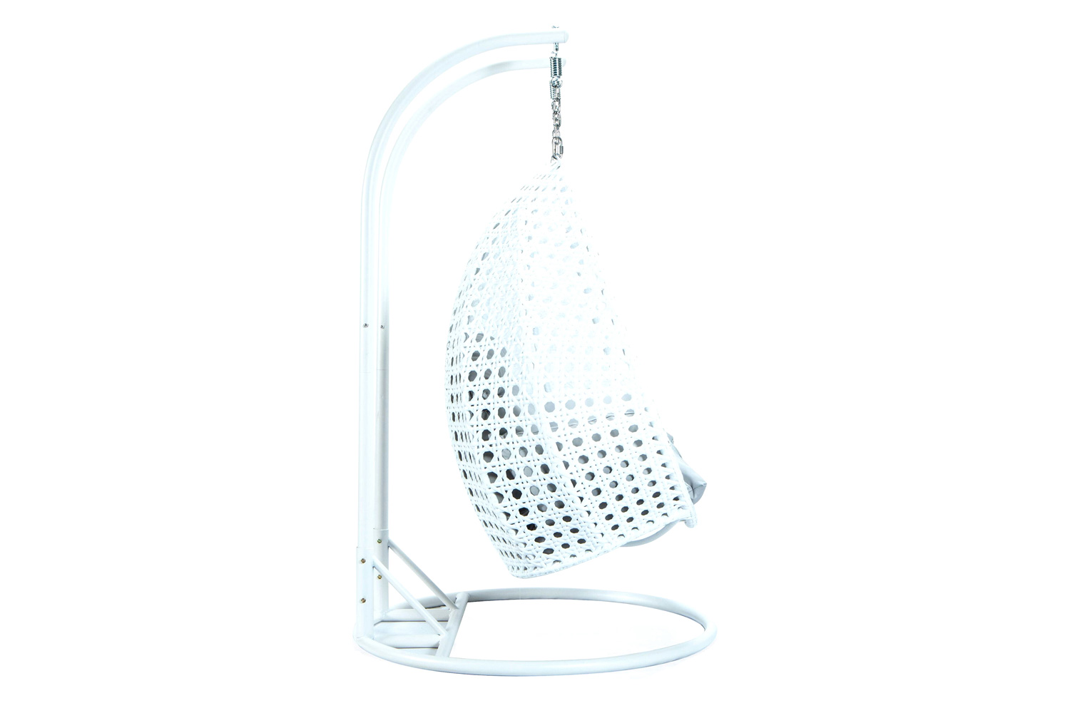 LeisureMod Modern White Wicker Hanging Double Seater Egg Swing Chair - Light Gray