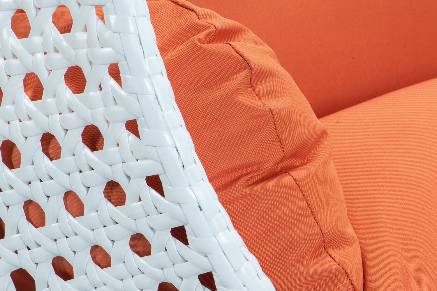 LeisureMod Modern White Wicker Hanging Double Seater Egg Swing Chair - Orange