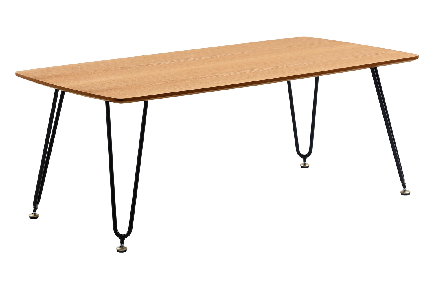 LeisureMod Elmwood Modern Wood Top Coffee Table with Iron Base