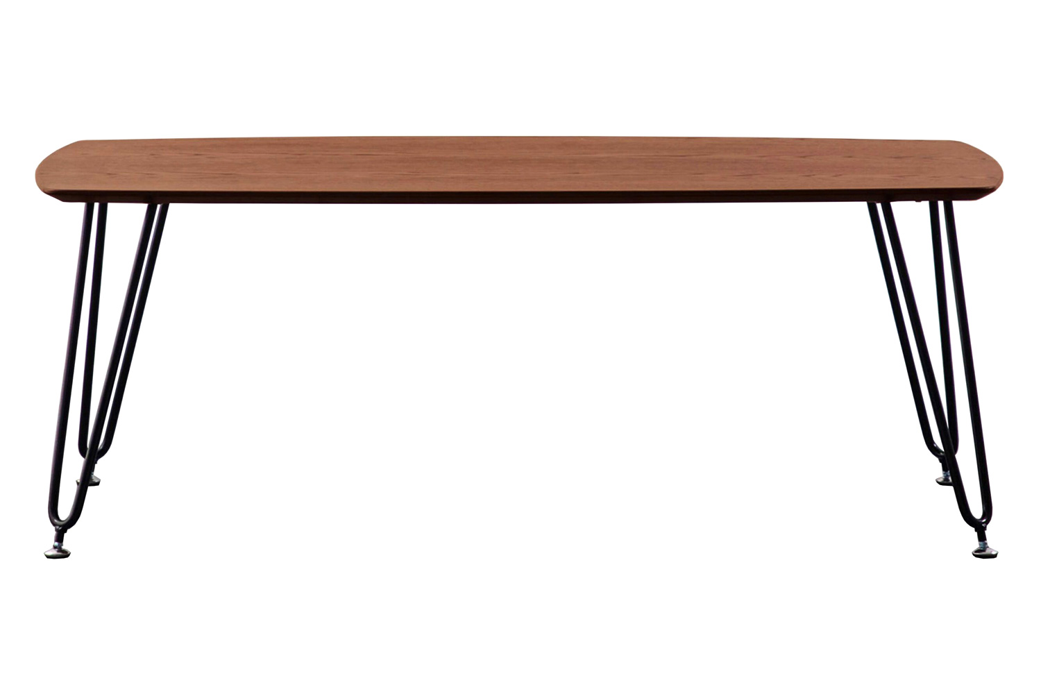 LeisureMod Elmwood Modern Wood Top Coffee Table with Iron Base - Walnut