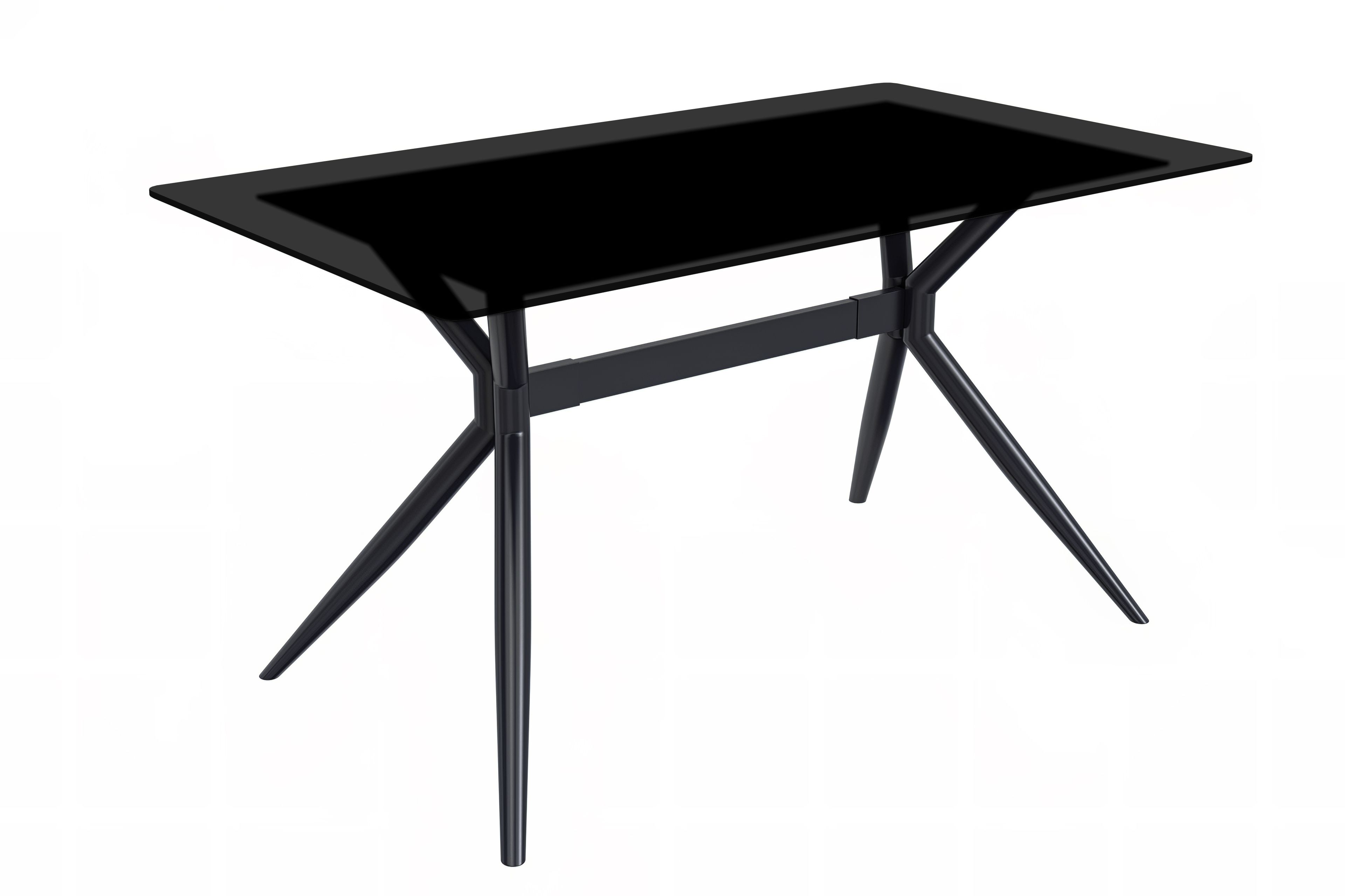 LeisureMod Elega Modern 55" Rectangular Dining Table with Glass Top and Stainless Steel Base