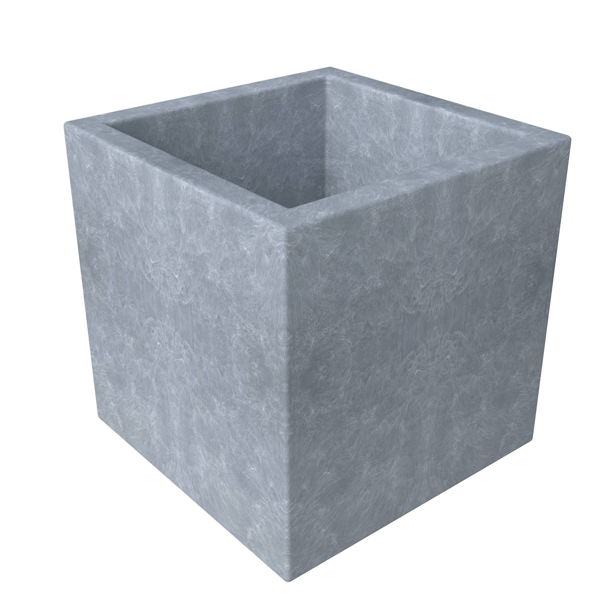 LeisureMod Fern Modern 9" Square Planter Pot in Fiberstone and Clay