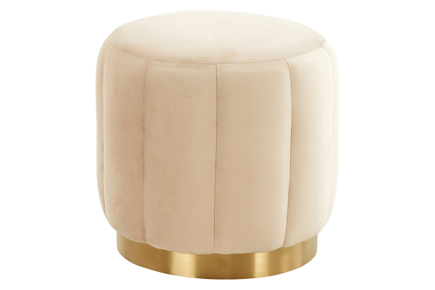 LeisureMod Franklin 19" Round Velvet Ottoman with Gold Base