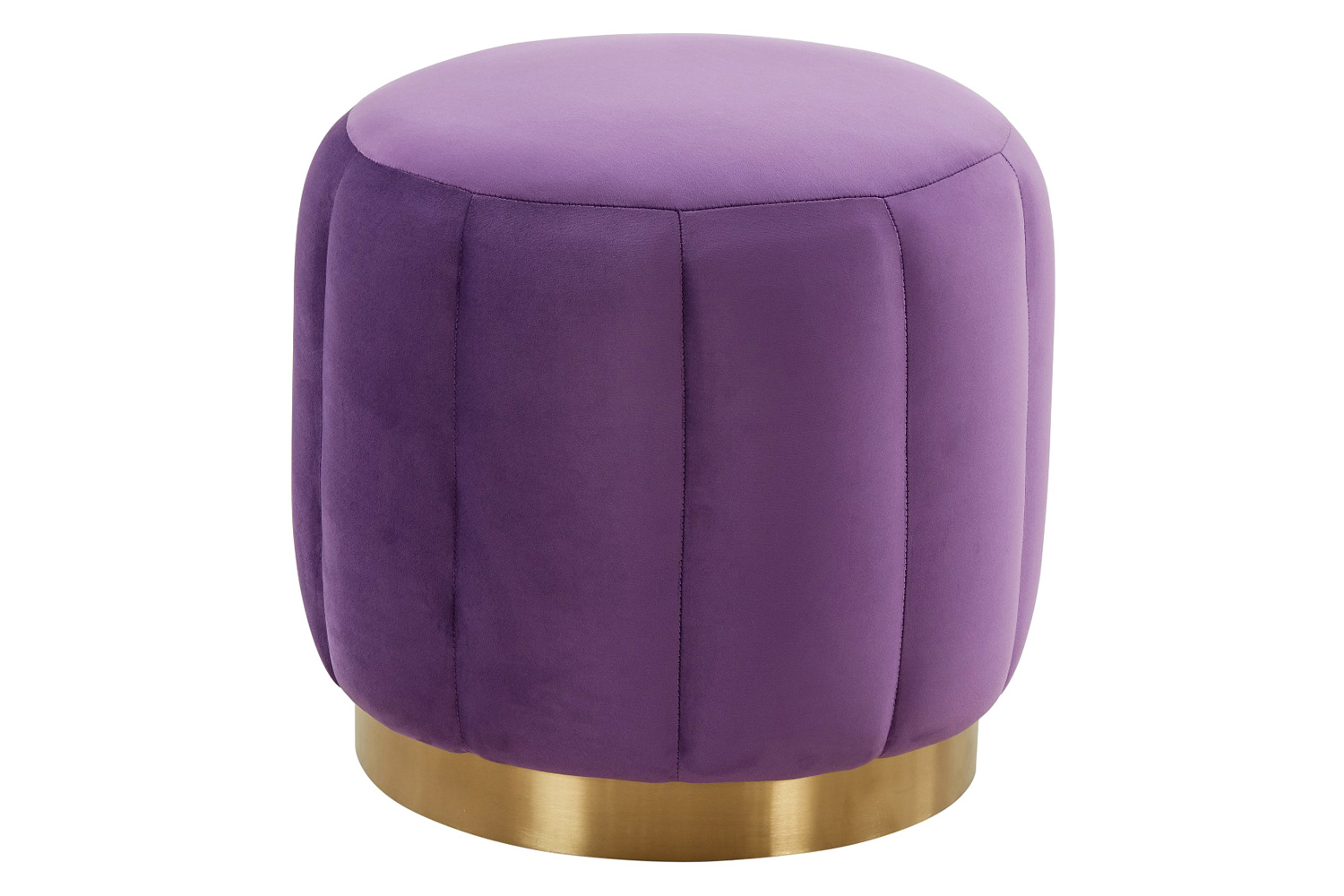 LeisureMod Franklin 19" Round Velvet Ottoman with Gold Base