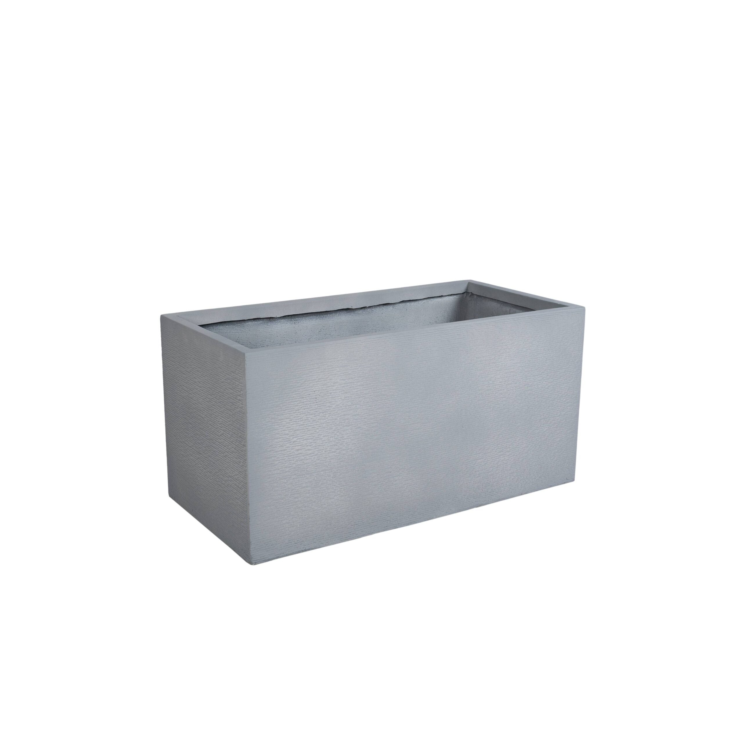 LeisureMod Flora Modern 12" Rectangular Planter Pot in Fiberstone and Clay