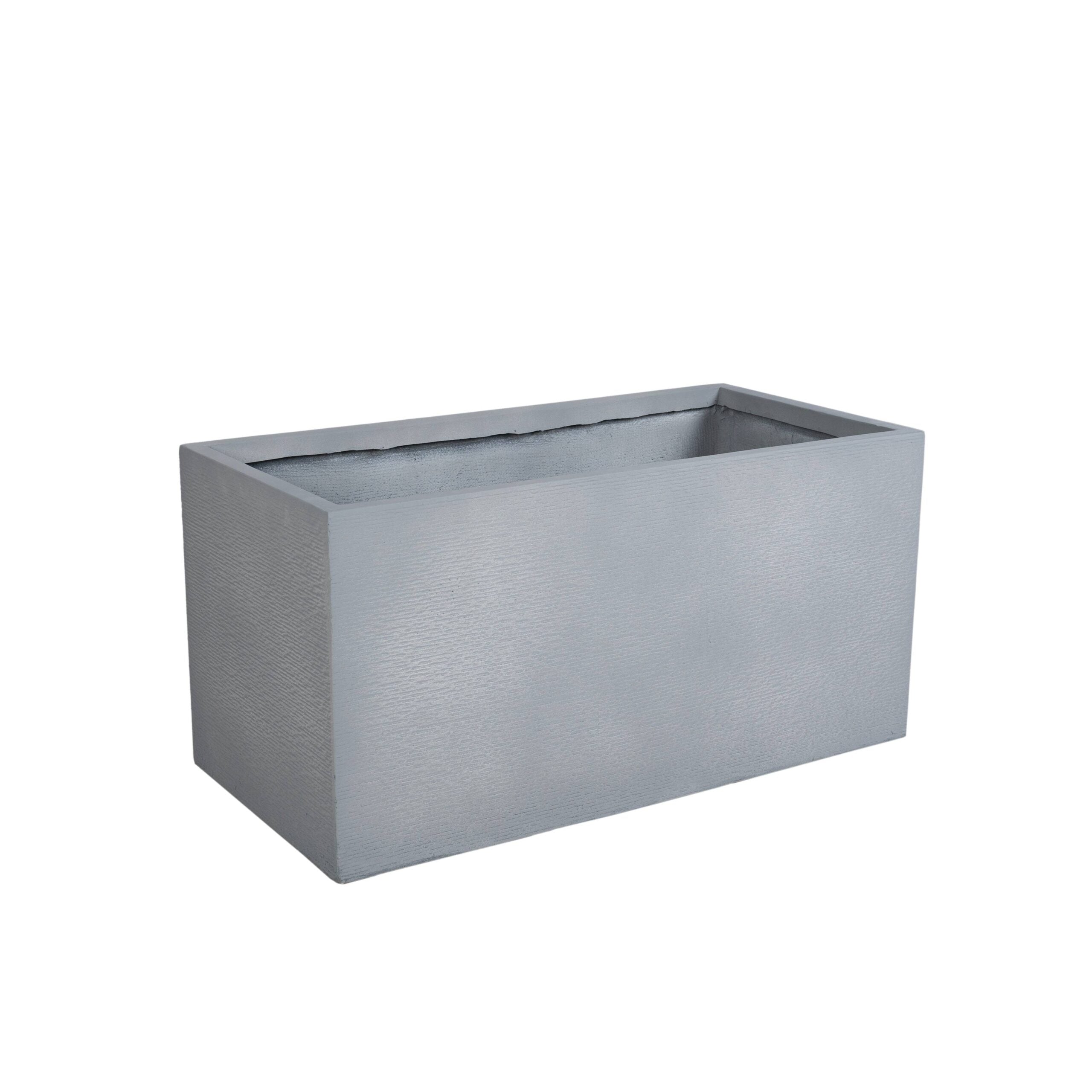 LeisureMod Flora Modern 12" Rectangular Planter Pot in Fiberstone and Clay