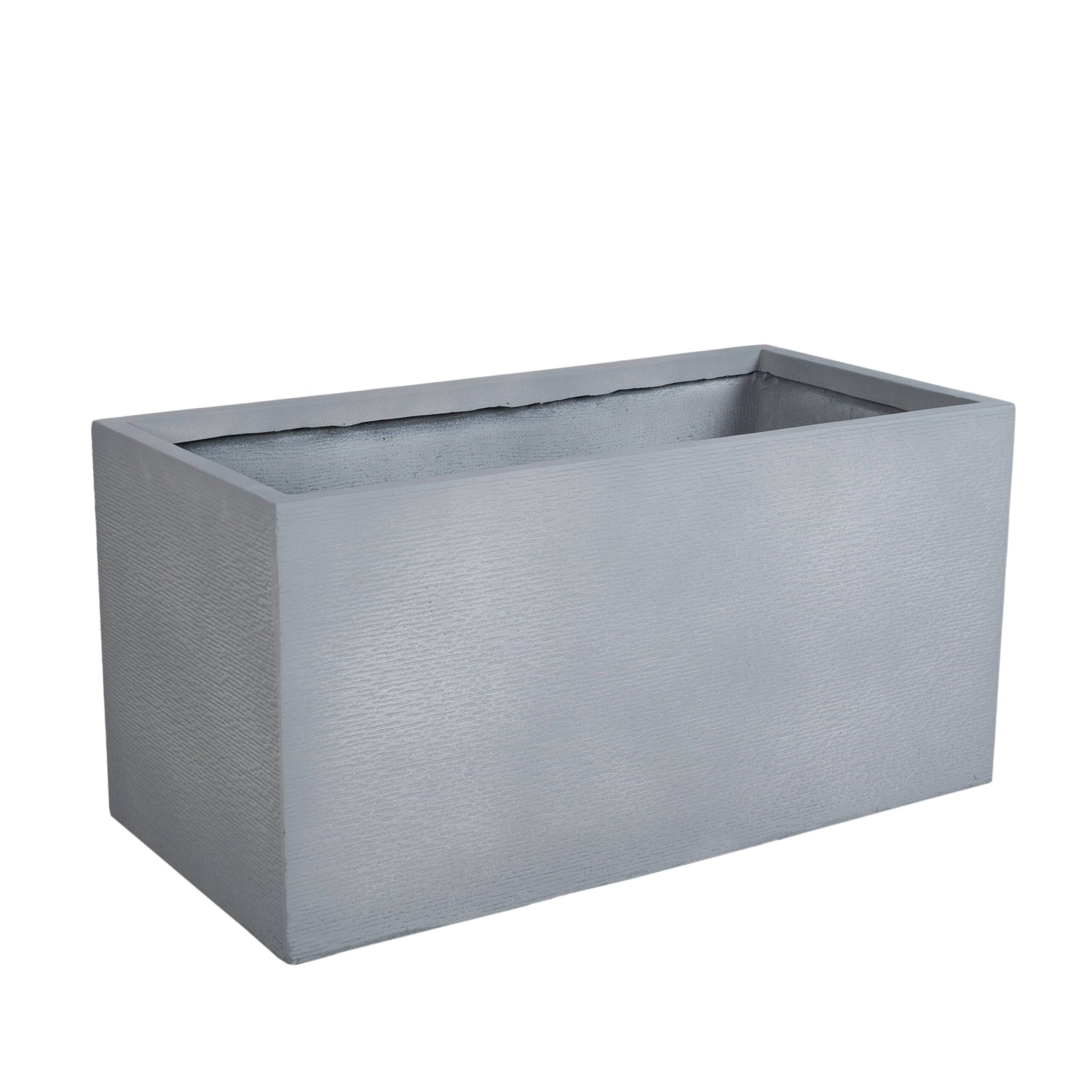 LeisureMod Flora Modern 12" Rectangular Planter Pot in Fiberstone and Clay