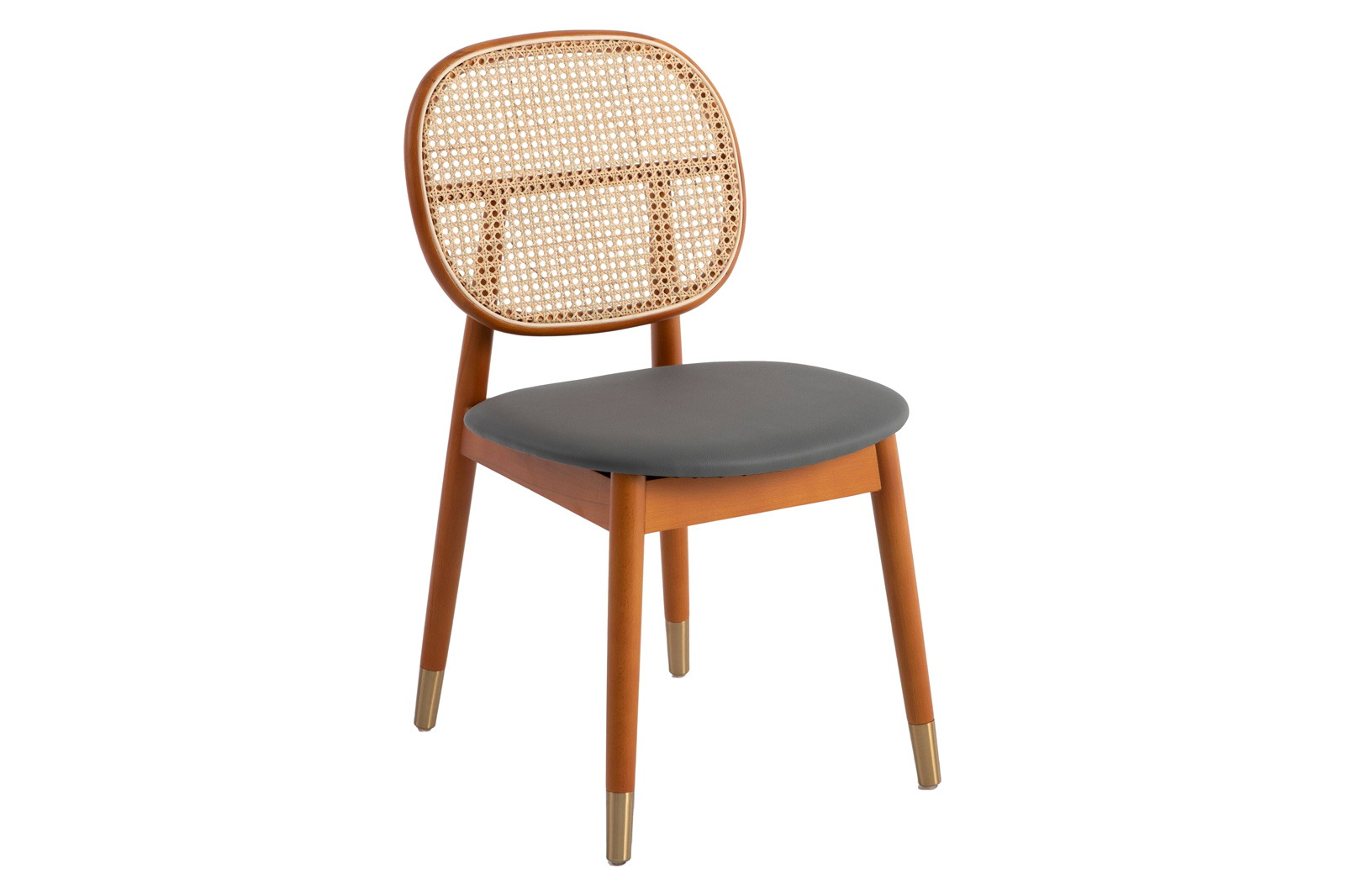 LeisureMod Holbeck Wicker Dining Chair With Upholstered Leather Seat