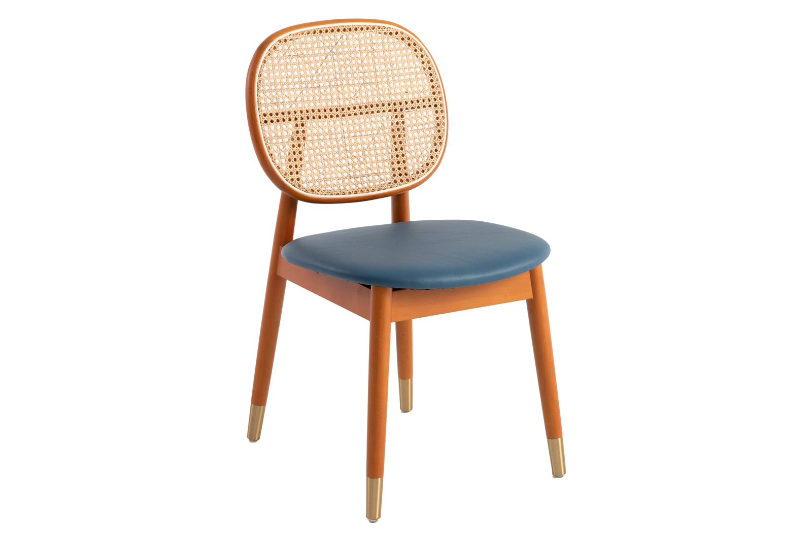 LeisureMod Holbeck Wicker Dining Chair With Upholstered Leather Seat