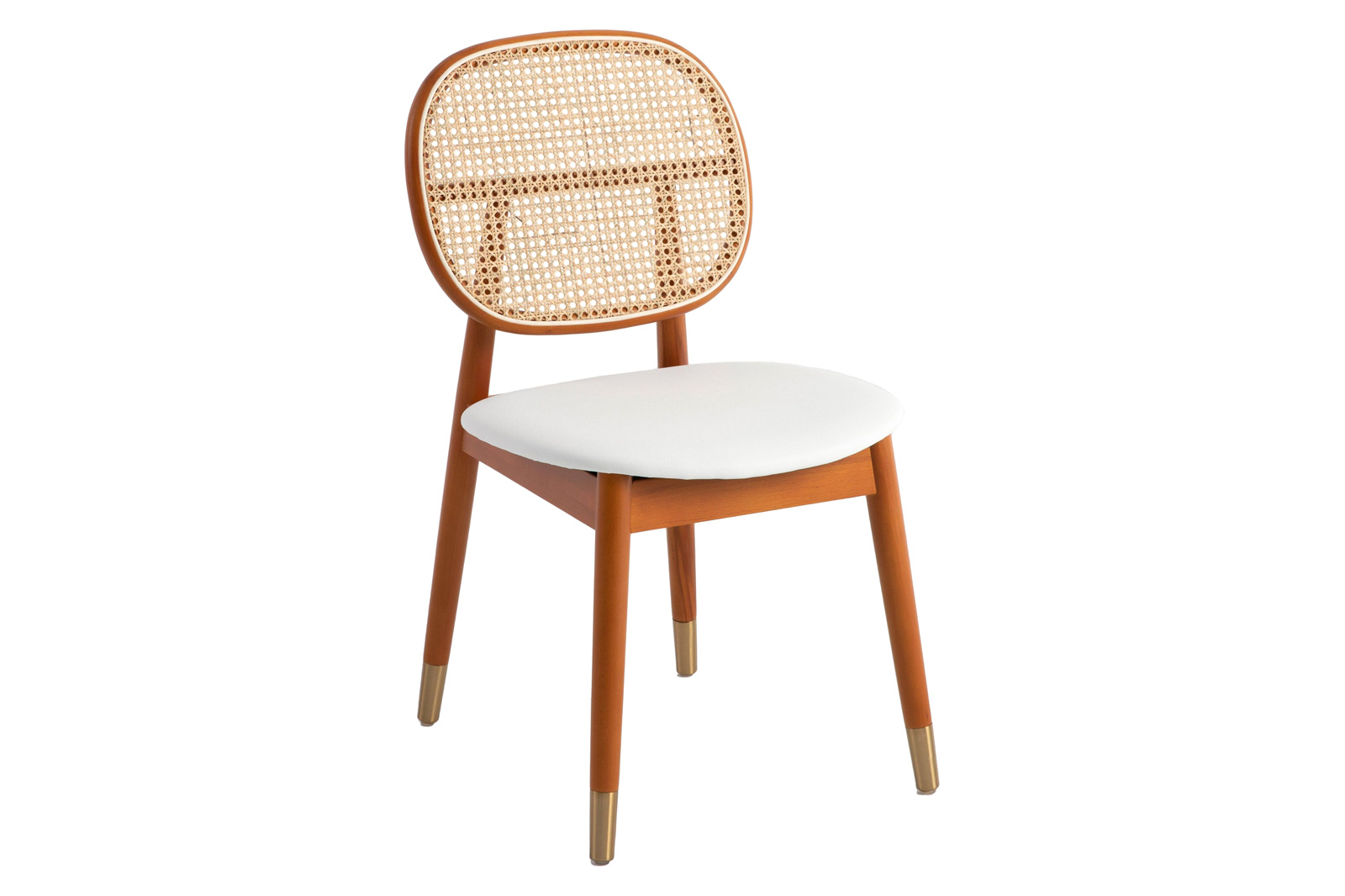 LeisureMod Holbeck Wicker Dining Chair With Upholstered Leather Seat