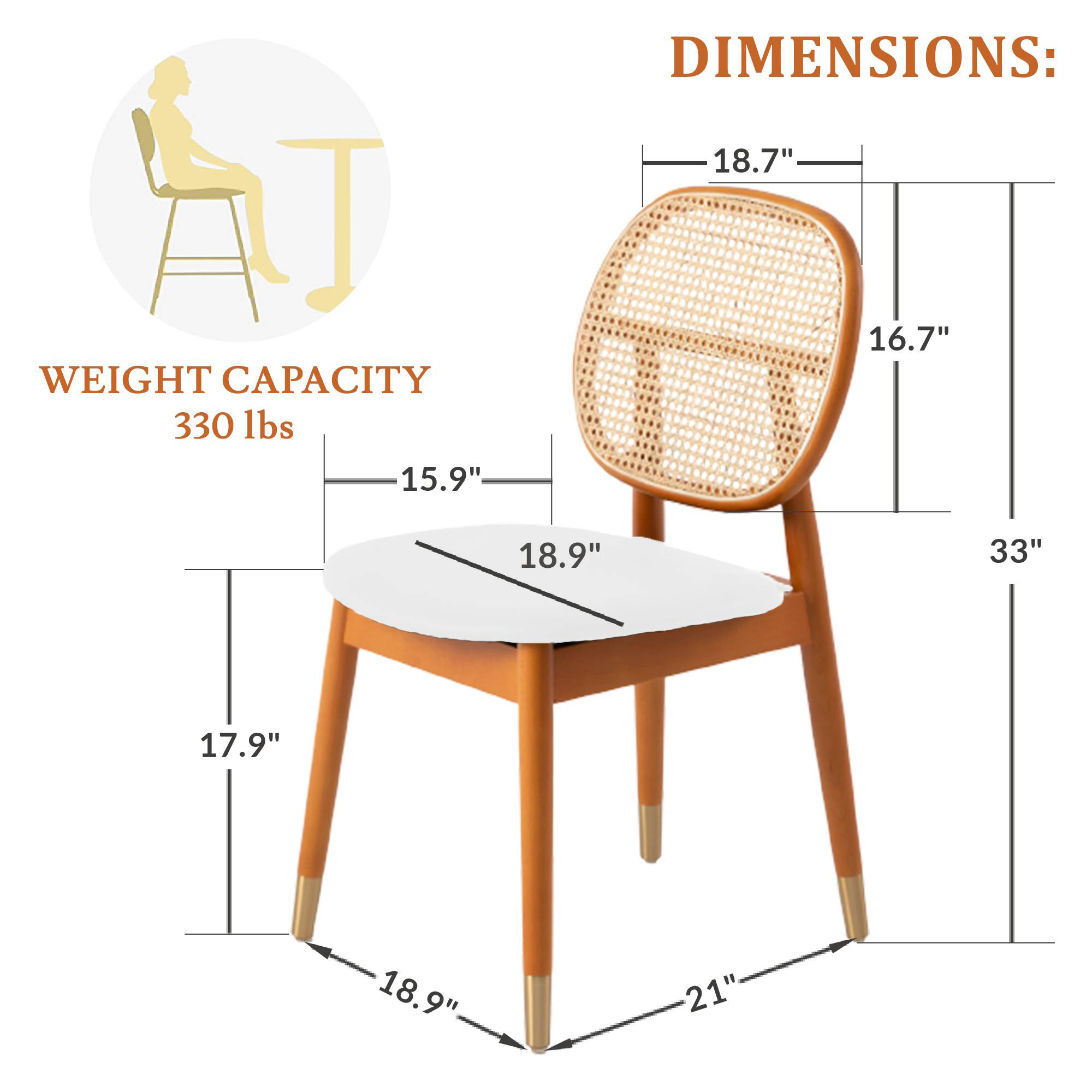 LeisureMod Holbeck Wicker Dining Chair With Upholstered Leather Seat - White