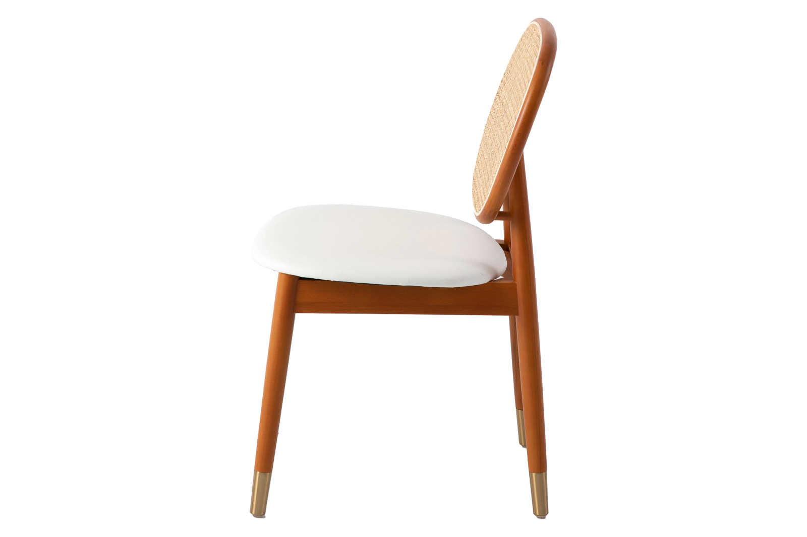 LeisureMod Holbeck Wicker Dining Chair With Upholstered Leather Seat - White