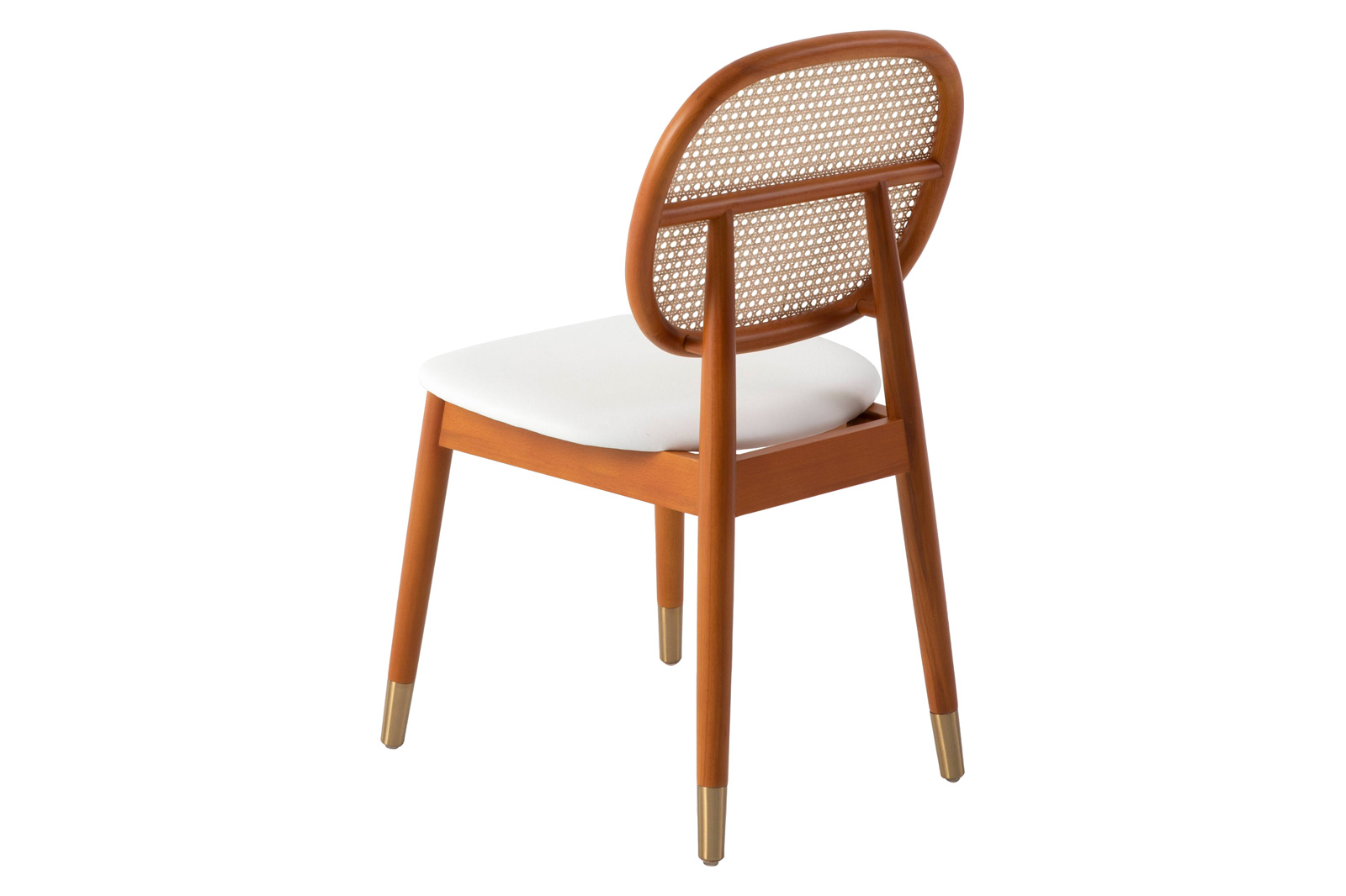 LeisureMod Holbeck Wicker Dining Chair With Upholstered Leather Seat - White