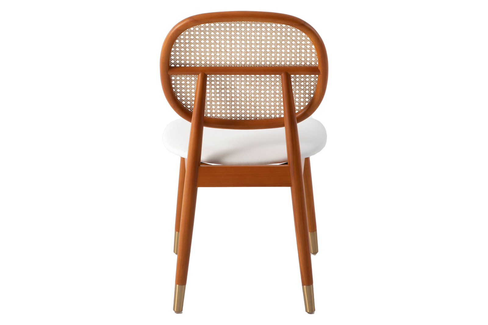 LeisureMod Holbeck Wicker Dining Chair With Upholstered Leather Seat - White