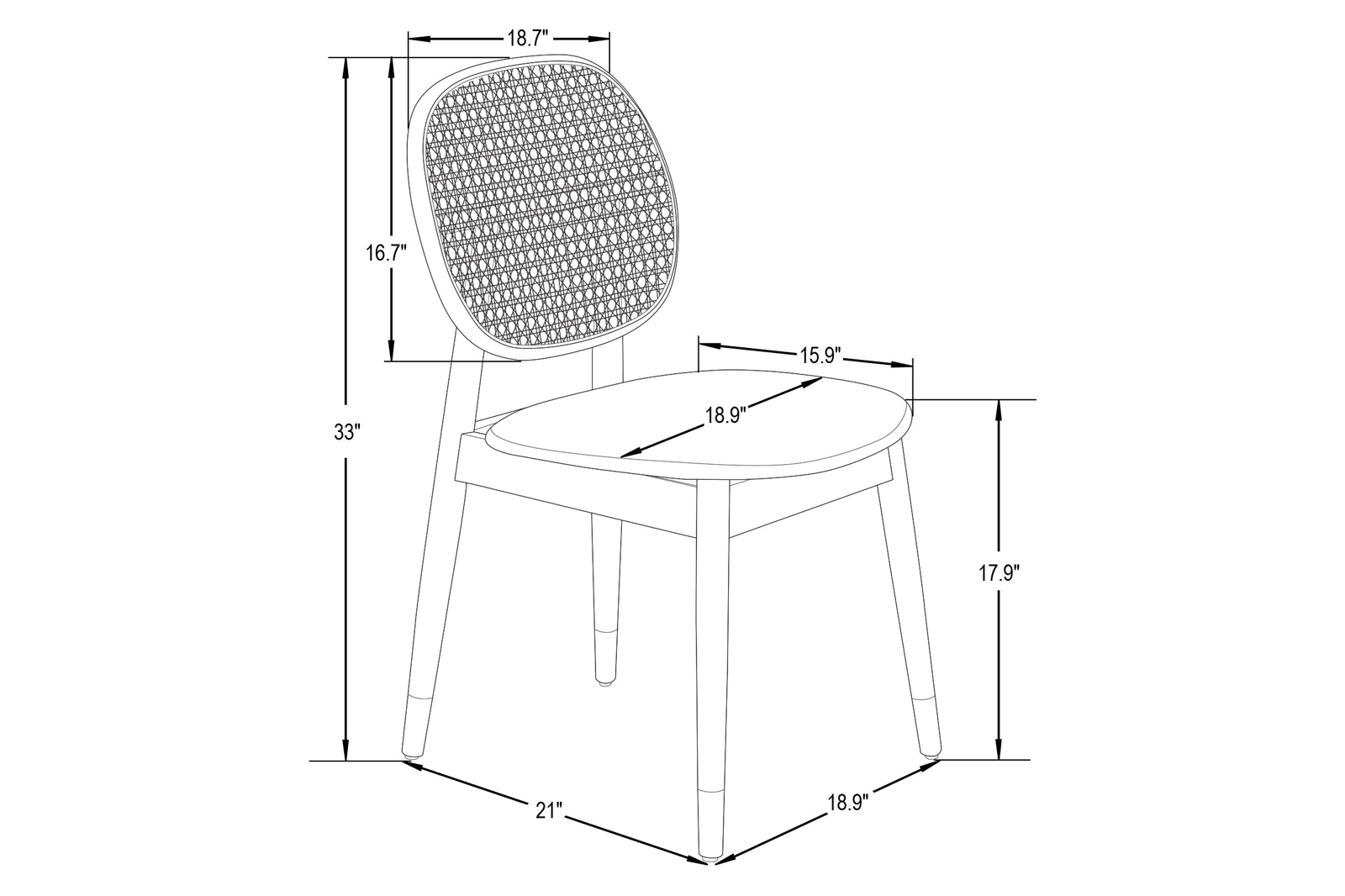 LeisureMod Holbeck Wicker Dining Chair With Upholstered Leather Seat - White