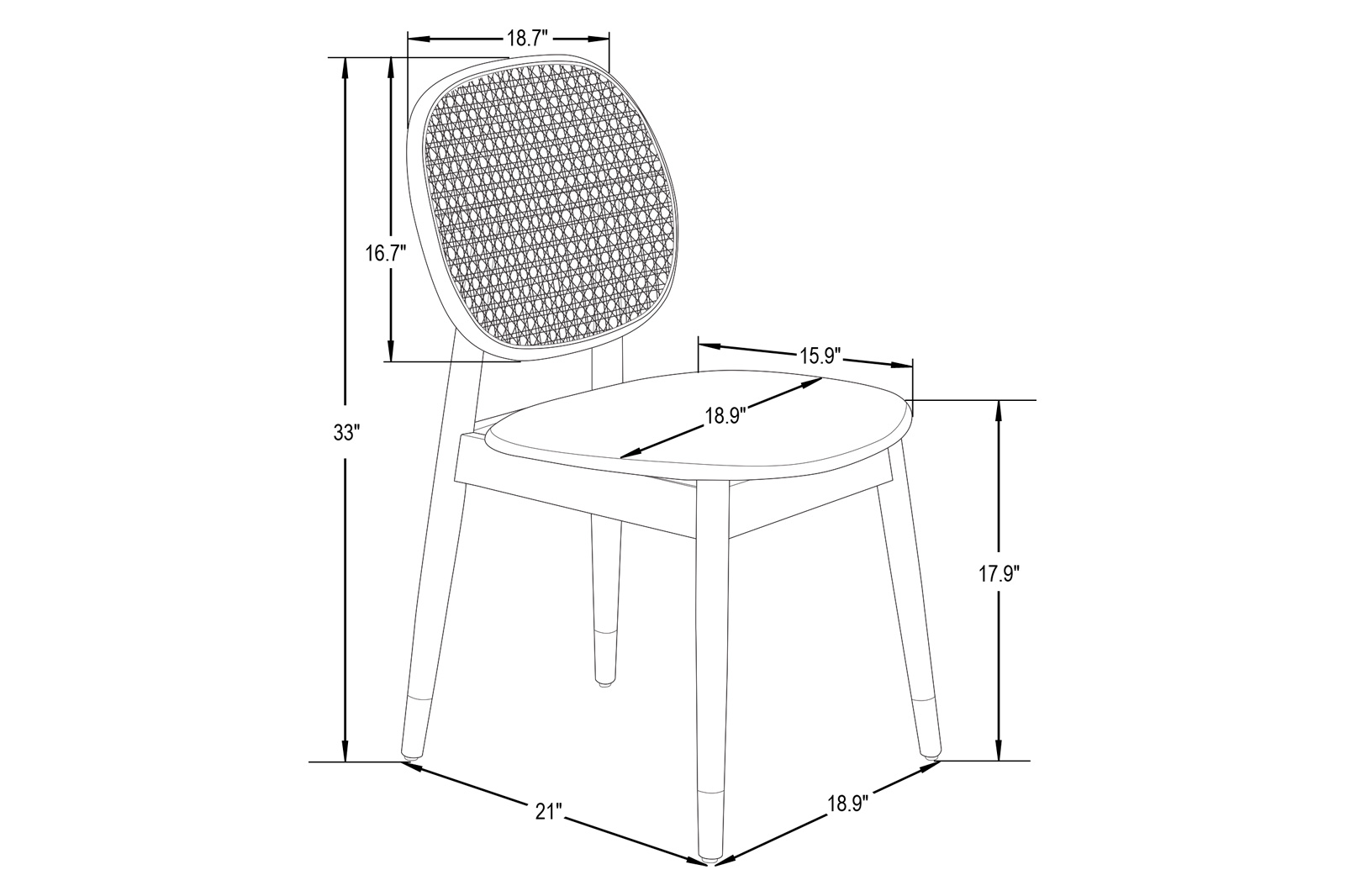 LeisureMod Holbeck Wicker Dining Chair With Leather Seat (Set Of 2) - White