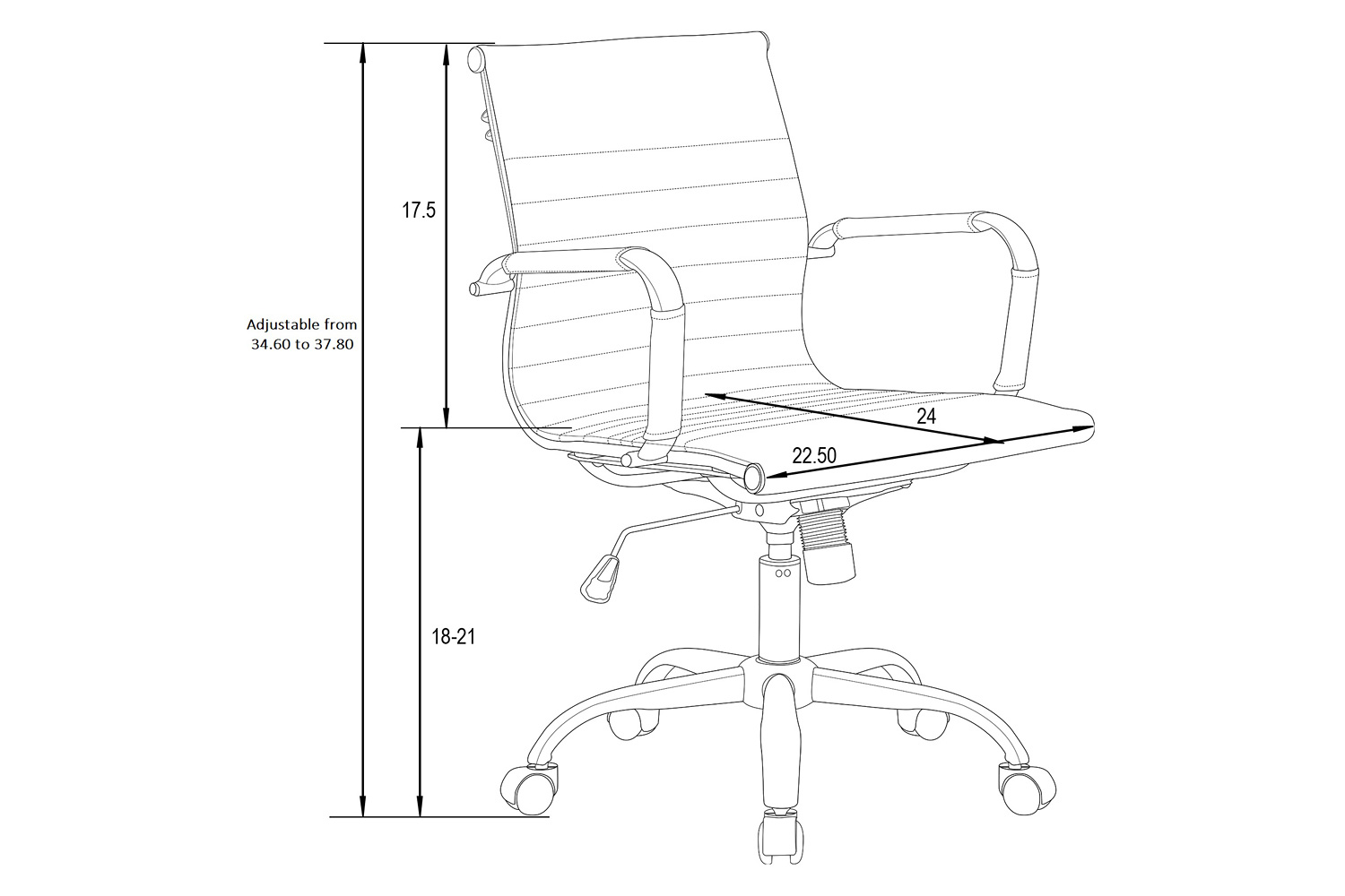 LeisureMod Harris Leatherette Office Chair - Navy Blue