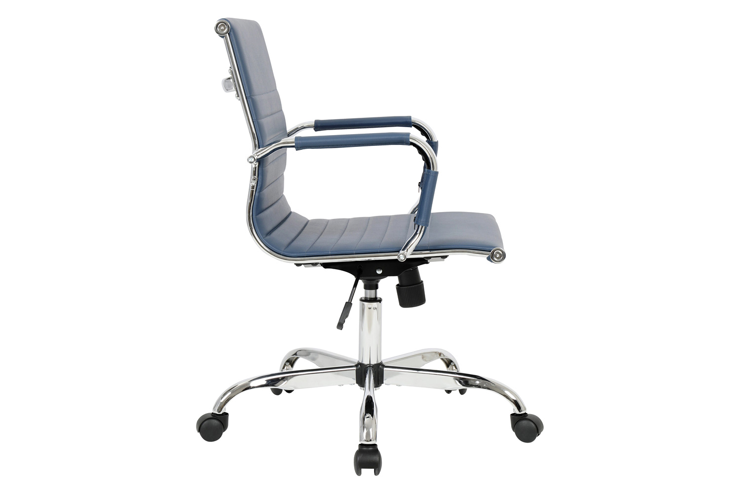 LeisureMod Harris Leatherette Office Chair - Navy Blue