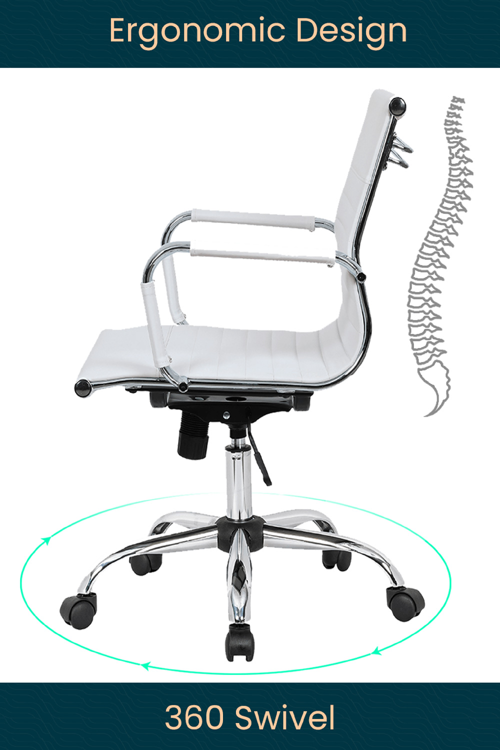 LeisureMod Harris Leatherette Office Chair - White