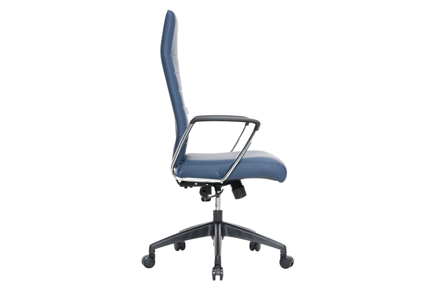 LeisureMod Hilton Modern High-Back Leather Office Chair - Navy Blue