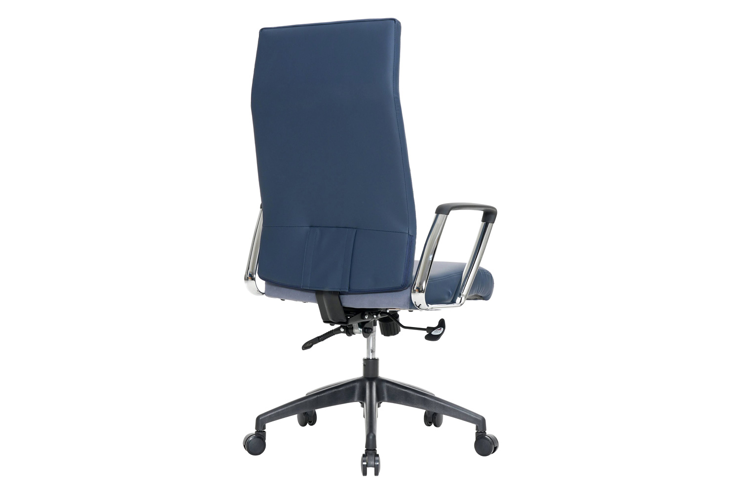 LeisureMod Hilton Modern High-Back Leather Office Chair - Navy Blue