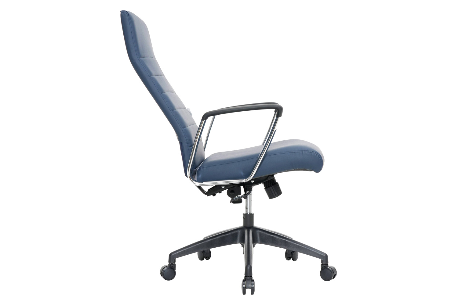 LeisureMod Hilton Modern High-Back Leather Office Chair - Navy Blue