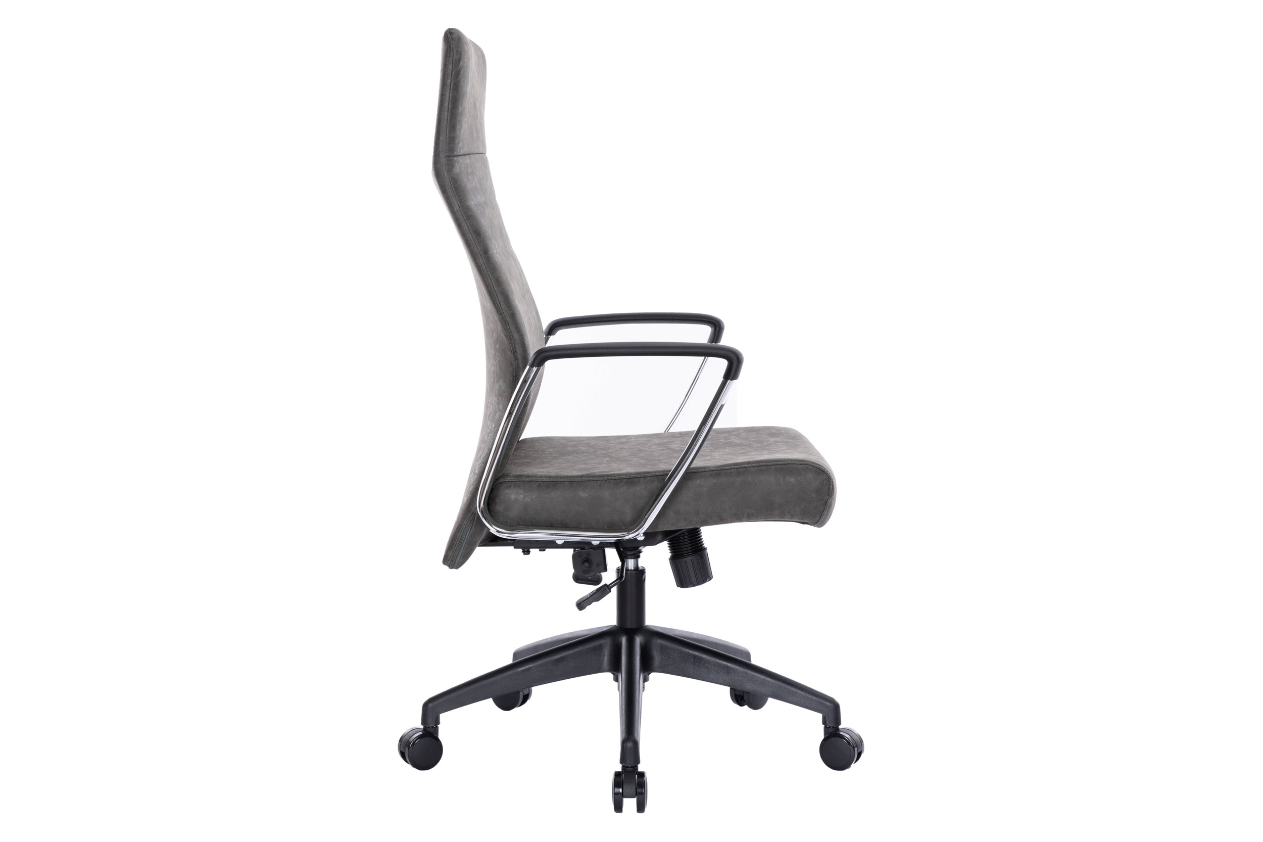 LeisureMod Hilton Modern High-Back Leather Office Chair - Charcoal