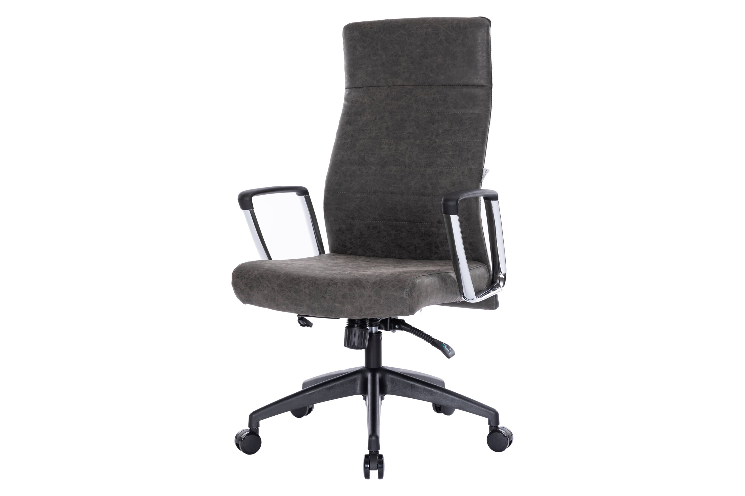 LeisureMod Hilton Modern High-Back Leather Office Chair - Charcoal