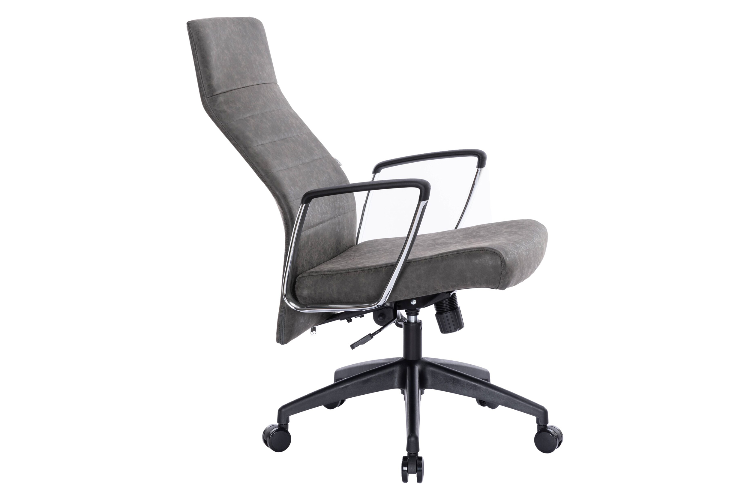 LeisureMod Hilton Modern High-Back Leather Office Chair - Charcoal