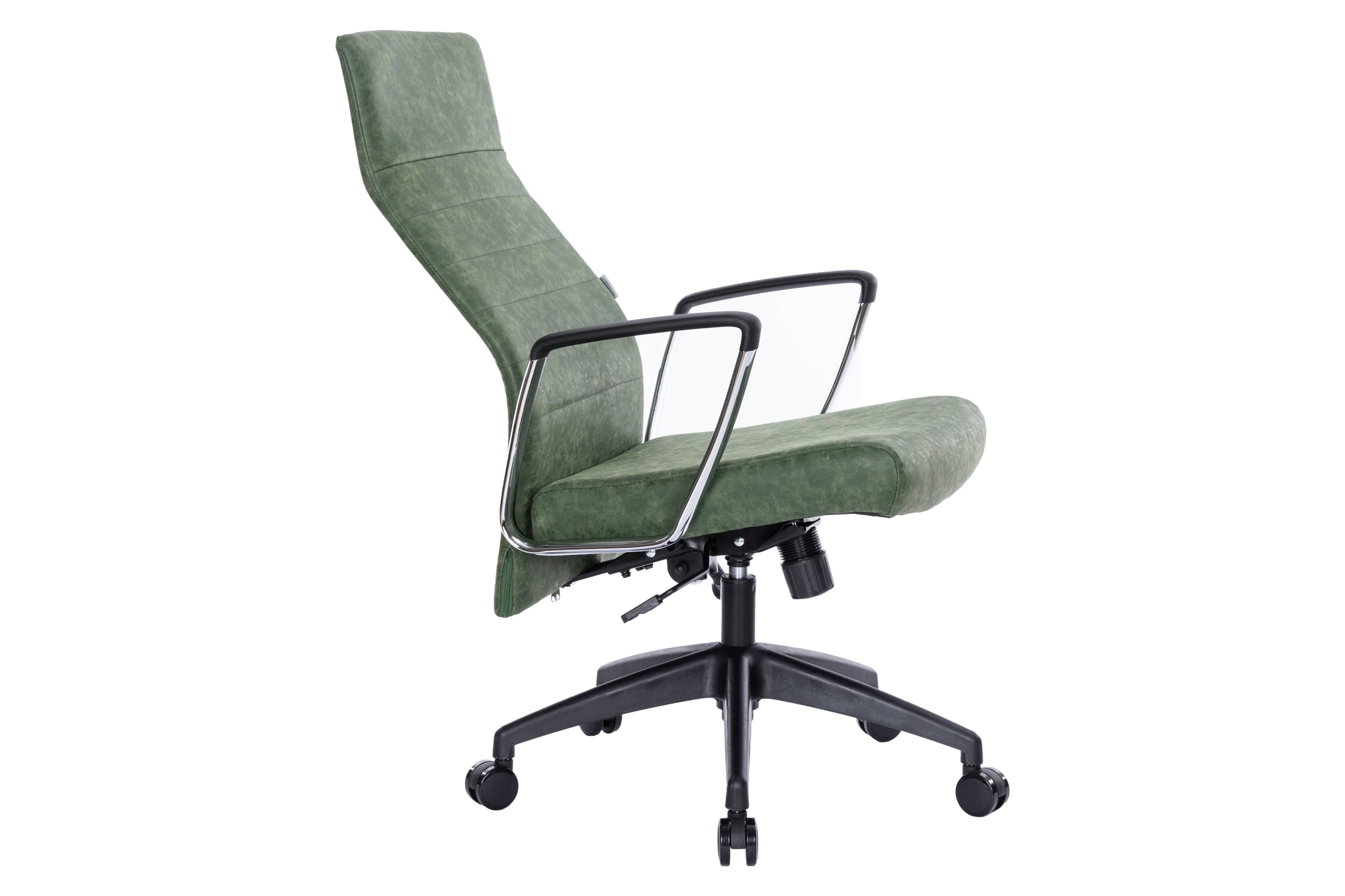 LeisureMod Hilton Modern High-Back Leather Office Chair - Green