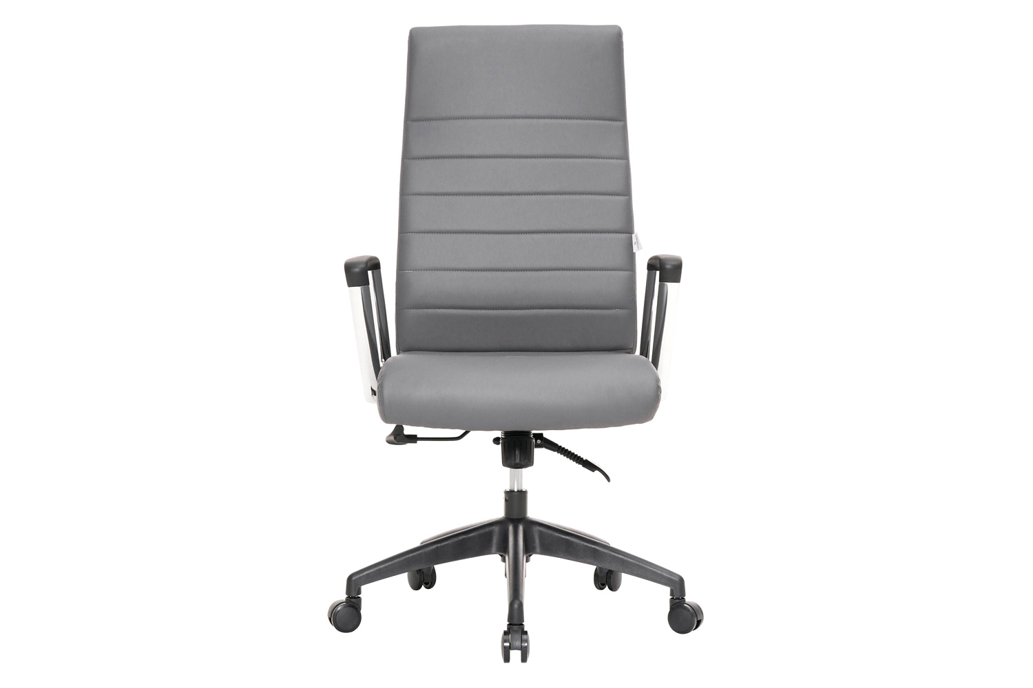 LeisureMod Hilton Modern High-Back Leather Office Chair - Gray