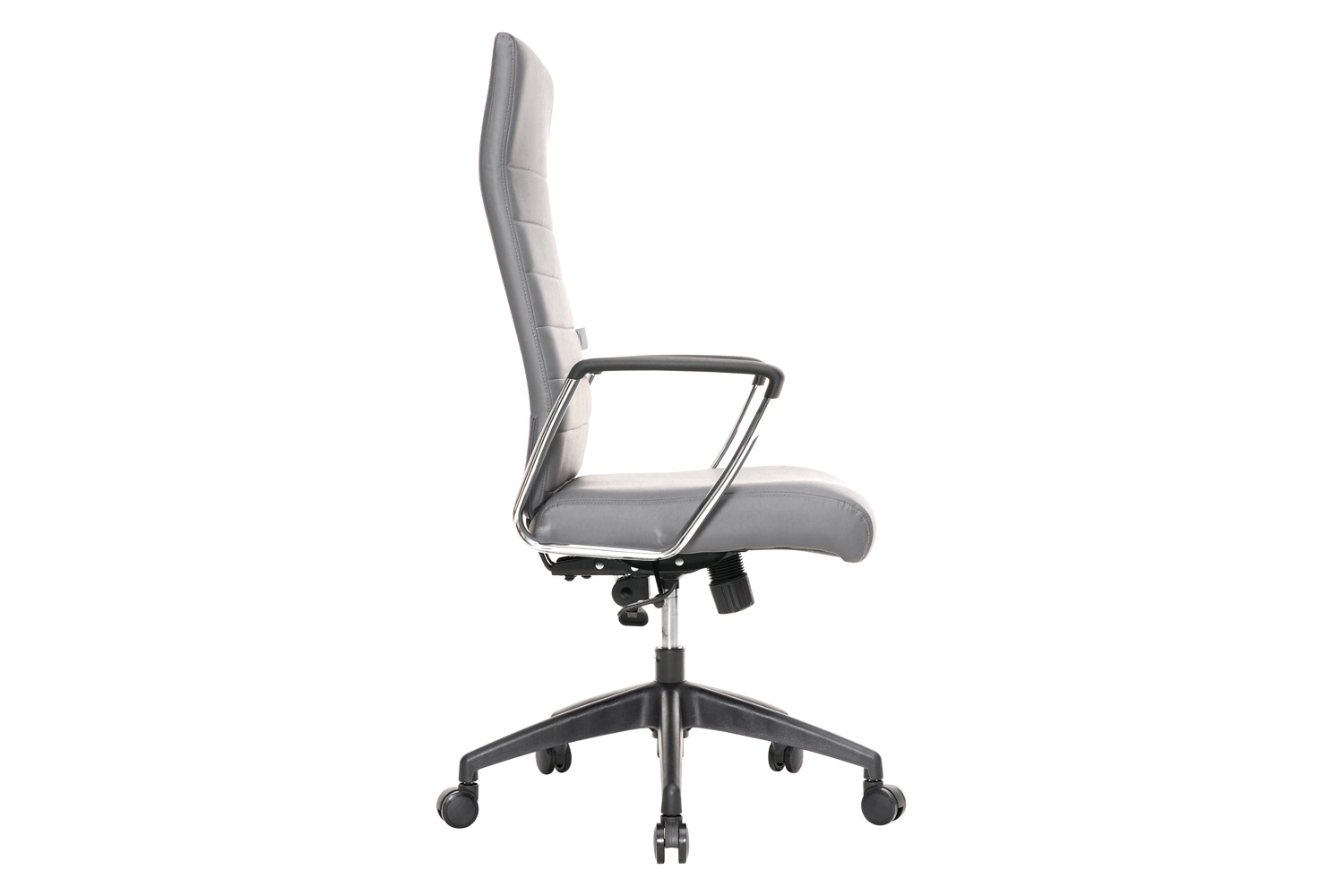 LeisureMod Hilton Modern High-Back Leather Office Chair - Gray