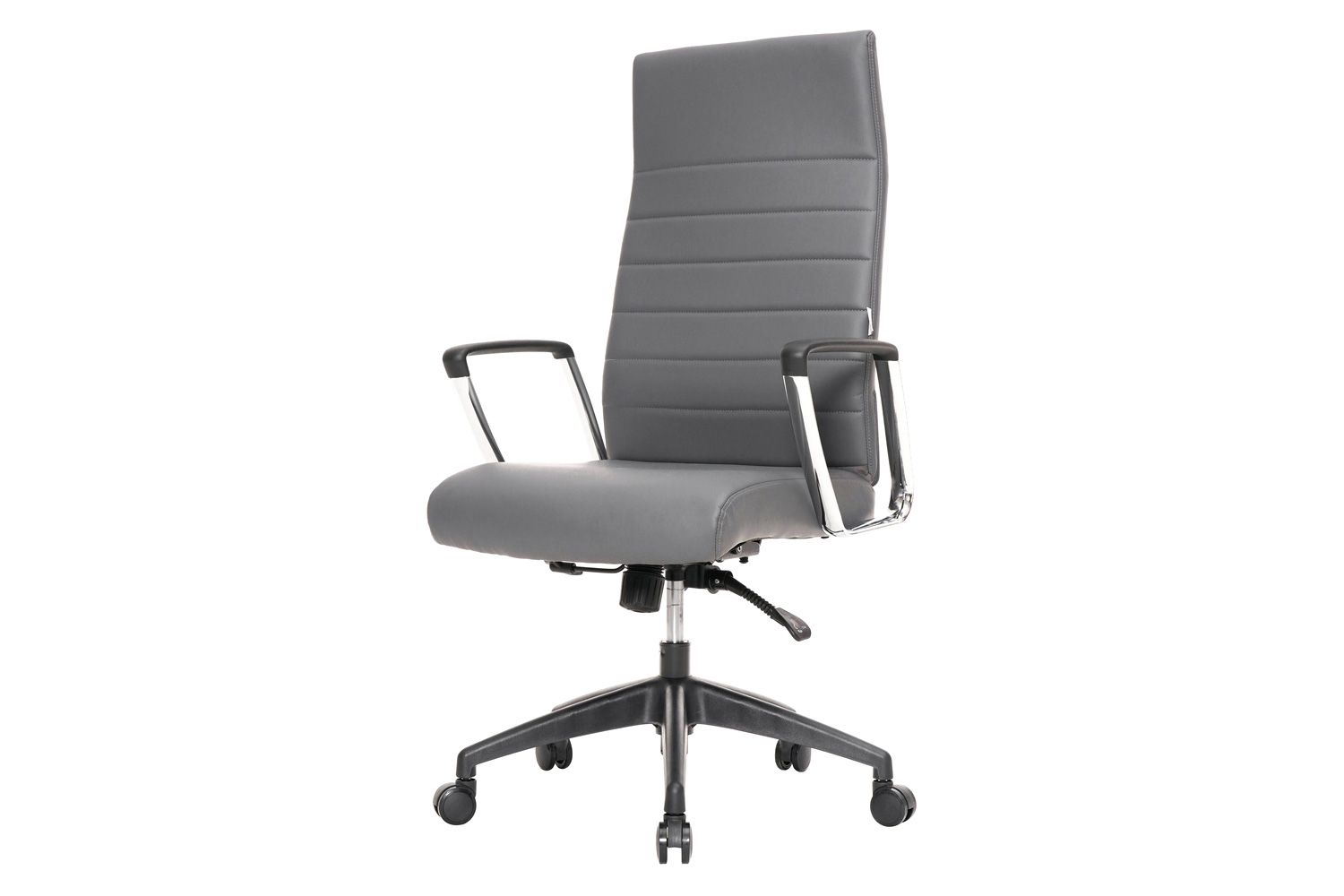 LeisureMod Hilton Modern High-Back Leather Office Chair - Gray