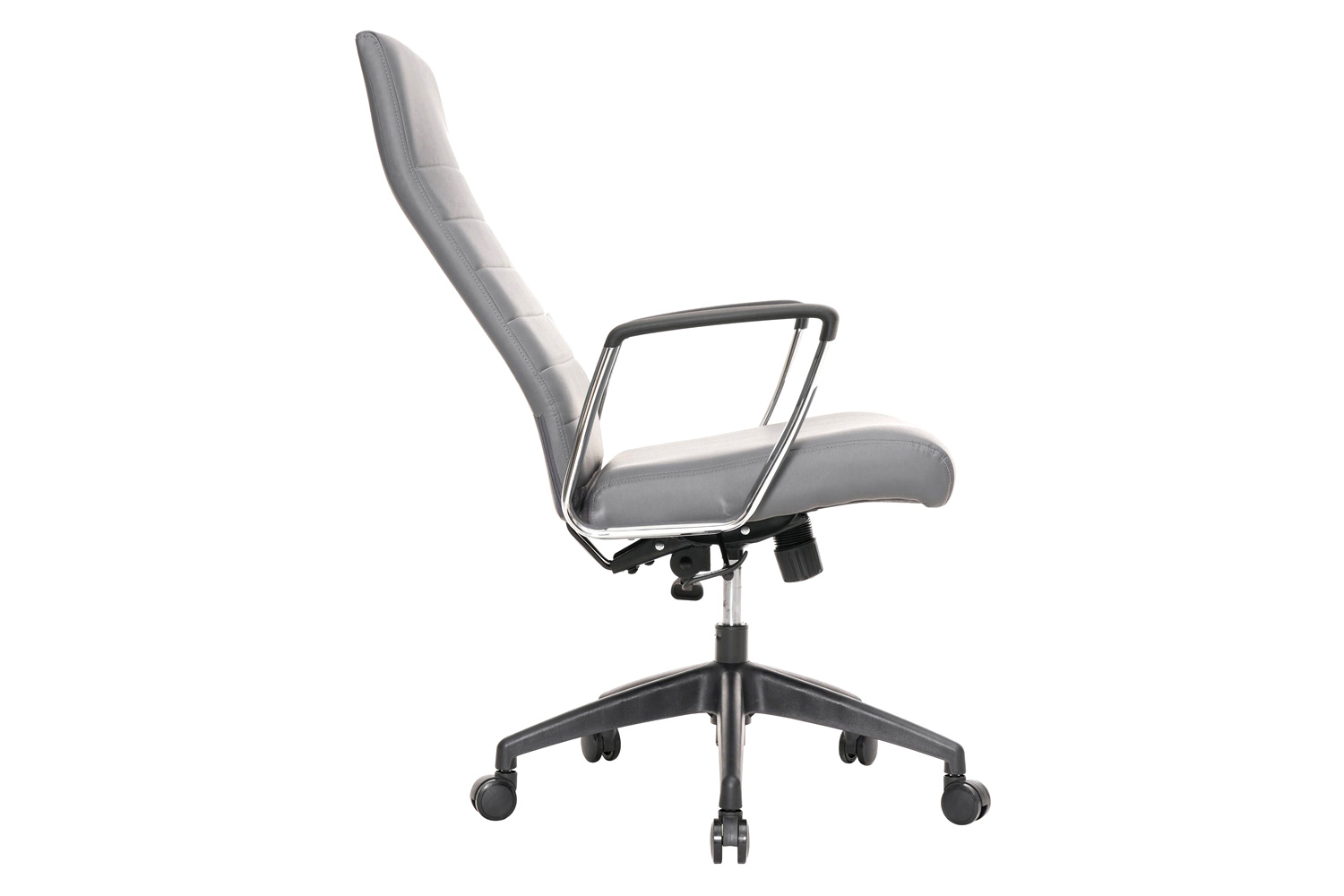 LeisureMod Hilton Modern High-Back Leather Office Chair - Gray