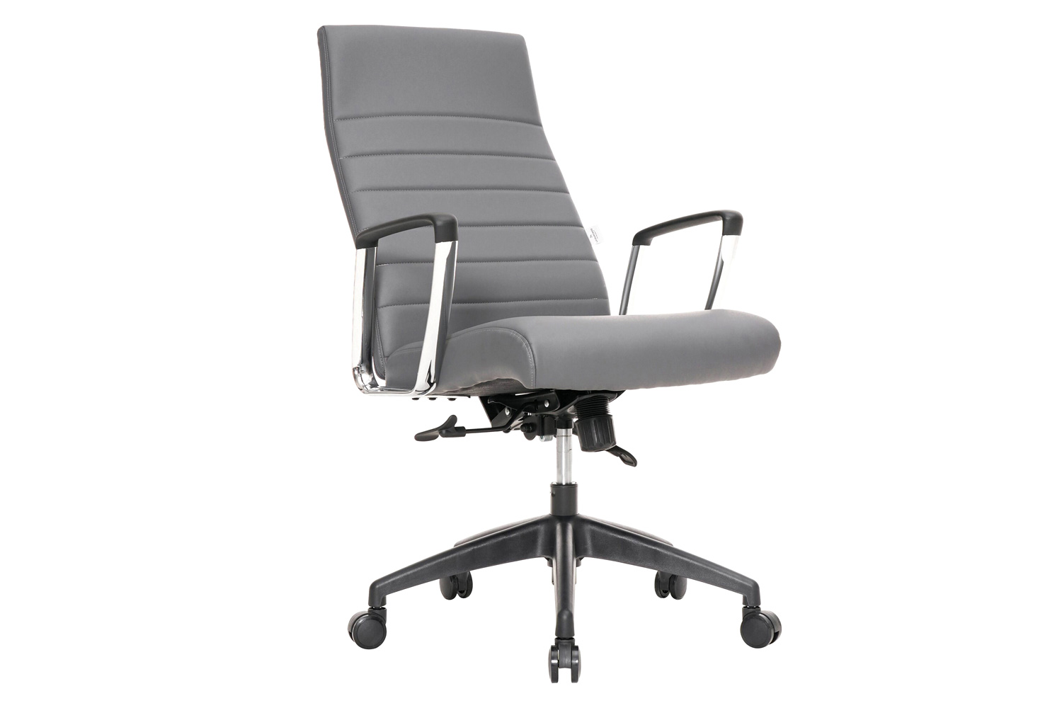 LeisureMod Hilton Modern High-Back Leather Office Chair - Gray