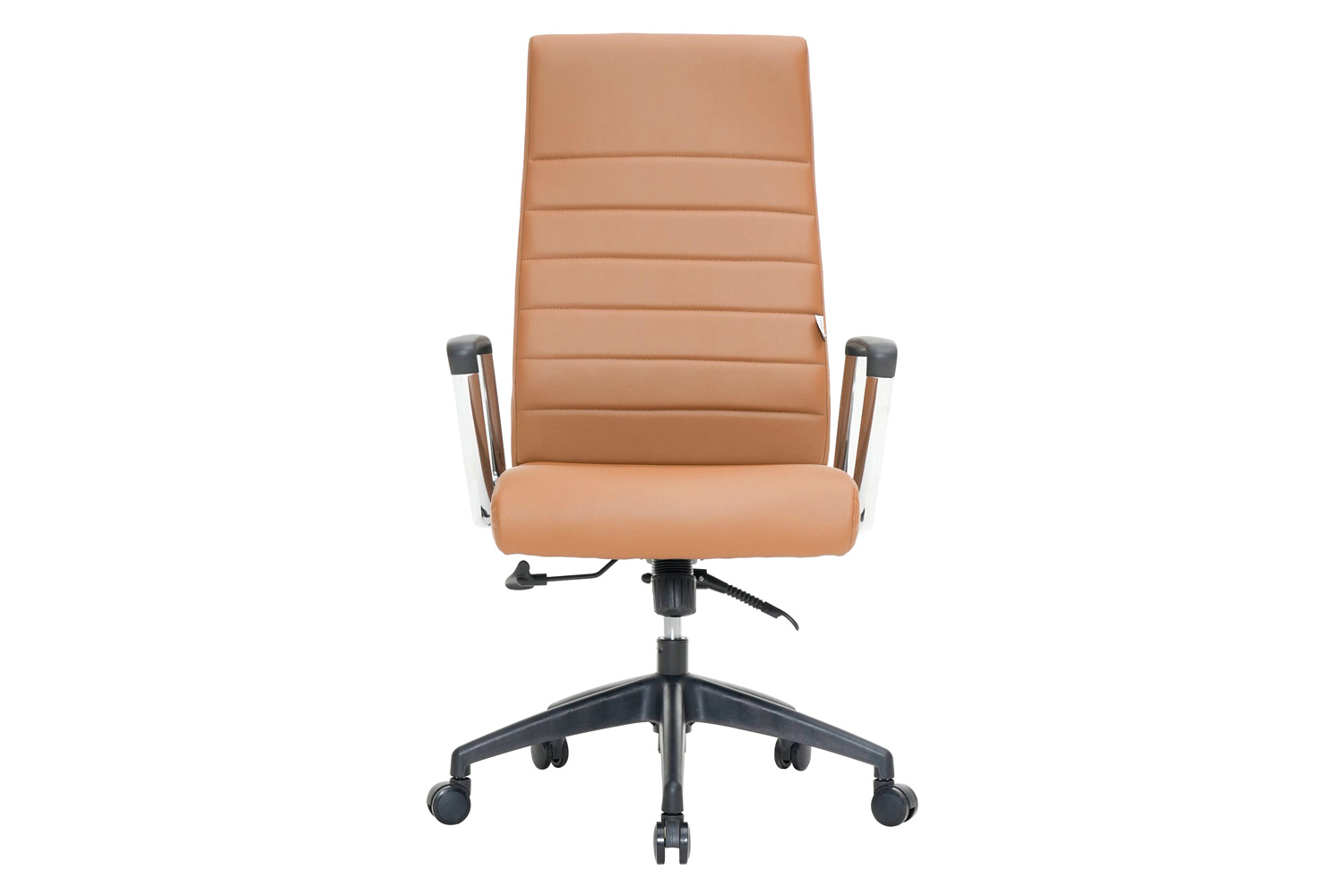 LeisureMod Hilton Modern High-Back Leather Office Chair - Light Brown