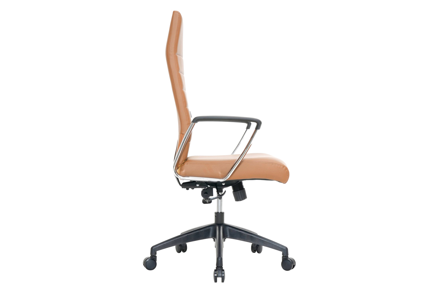 LeisureMod Hilton Modern High-Back Leather Office Chair - Light Brown