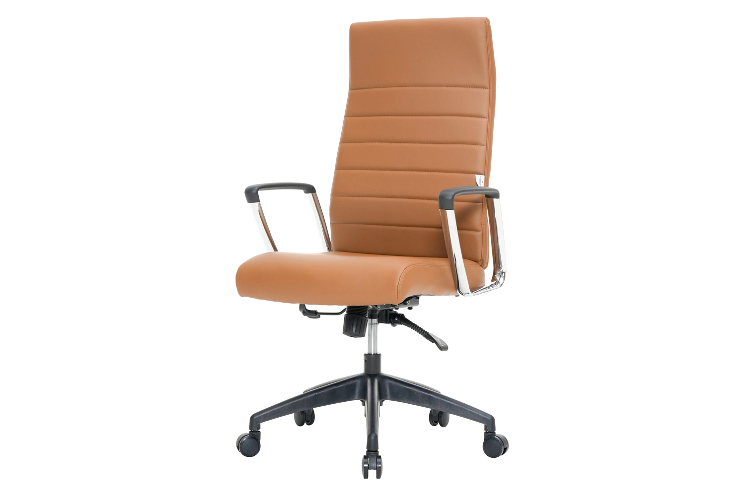 LeisureMod Hilton Modern High-Back Leather Office Chair - Light Brown