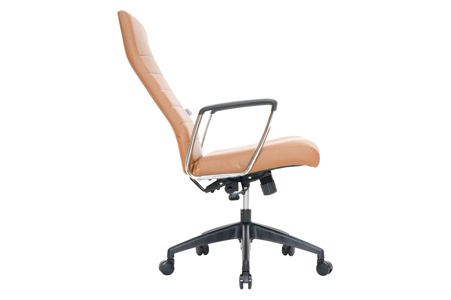 LeisureMod Hilton Modern High-Back Leather Office Chair - Light Brown