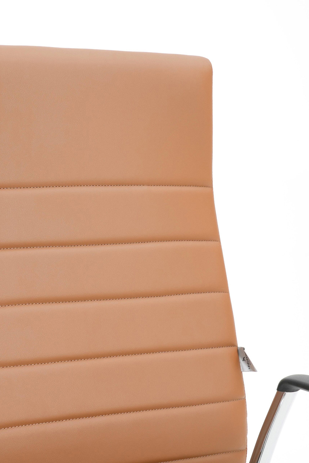 LeisureMod Hilton Modern High-Back Leather Office Chair - Light Brown