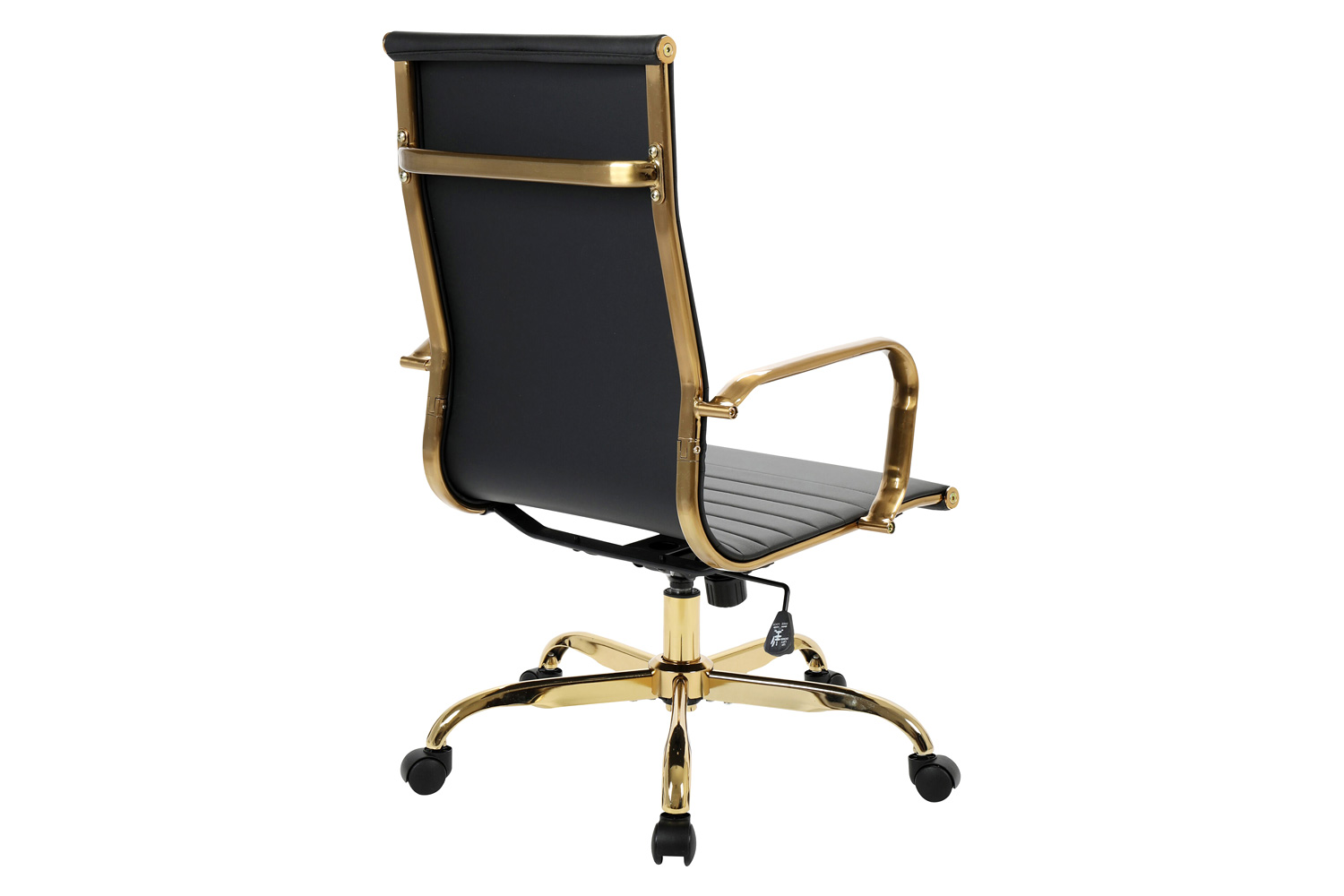 LeisureMod Harris High-Back Leatherette Office Chair with Gold Frame - Black