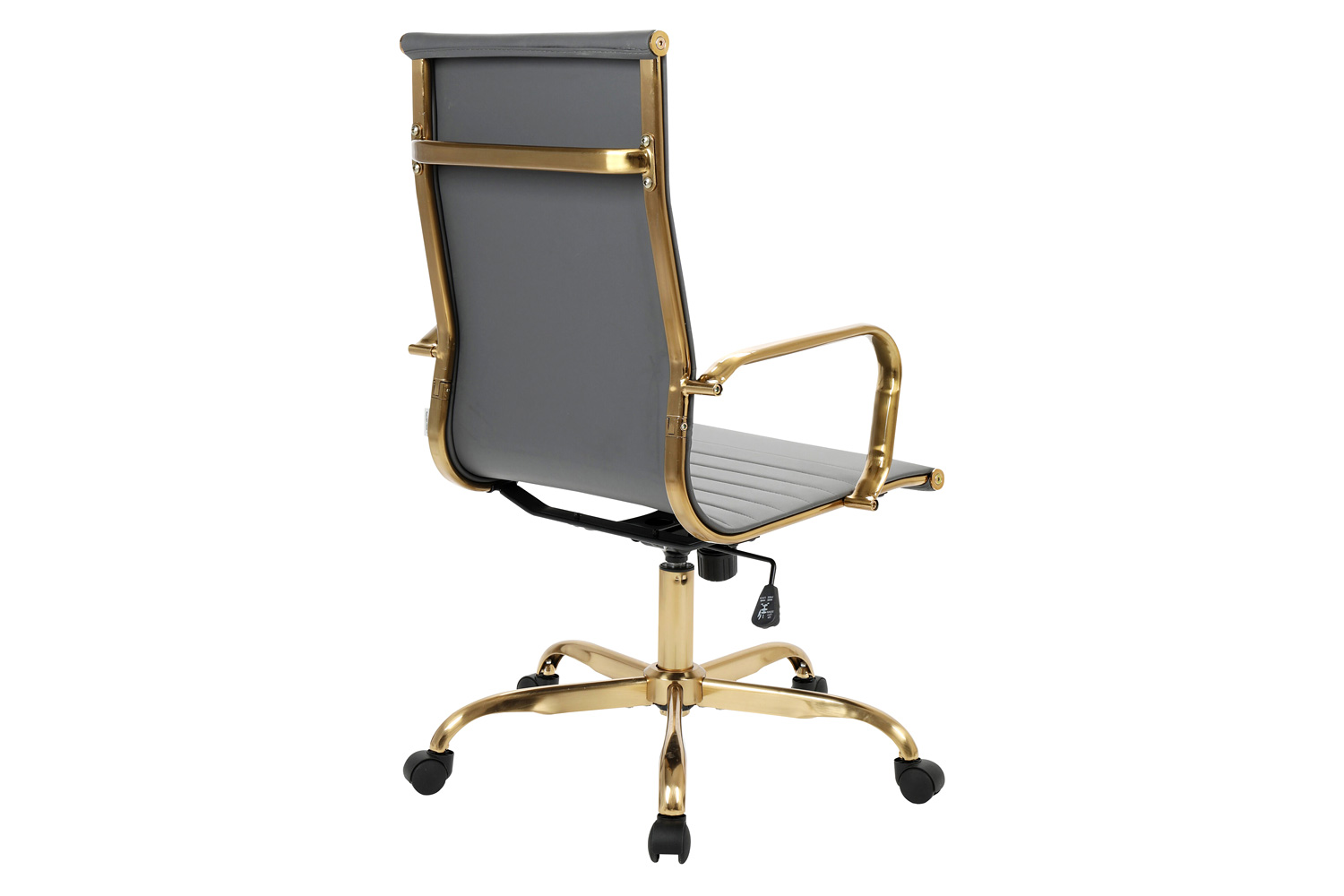 LeisureMod Harris High-Back Leatherette Office Chair with Gold Frame - Gray