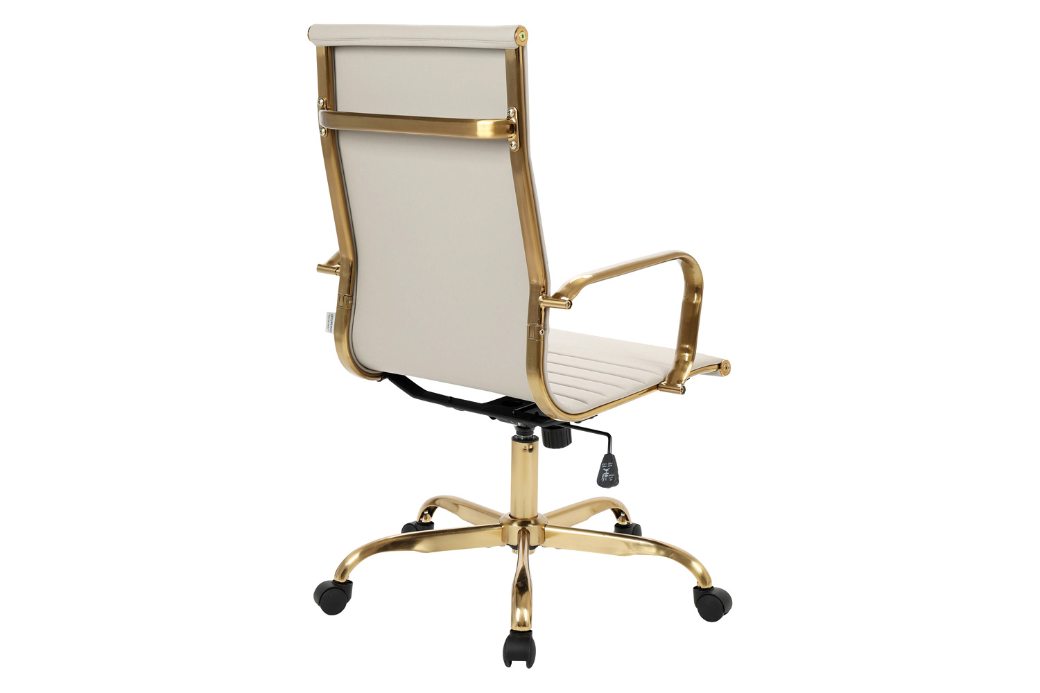 LeisureMod Harris High-Back Leatherette Office Chair with Gold Frame - Tan