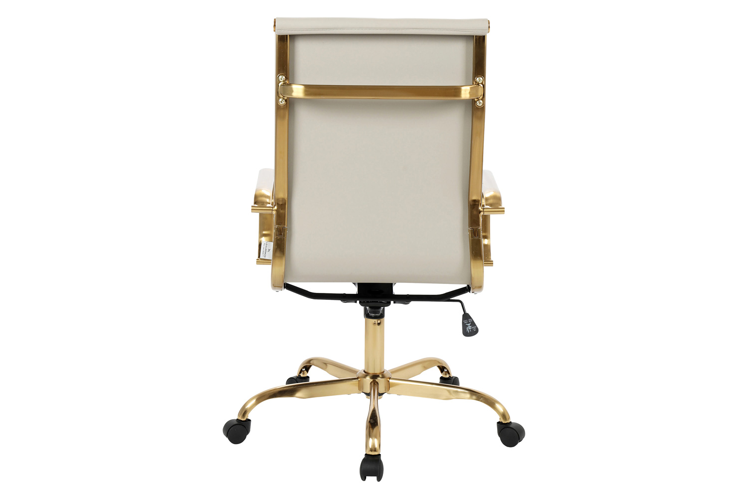 LeisureMod Harris High-Back Leatherette Office Chair with Gold Frame - Tan