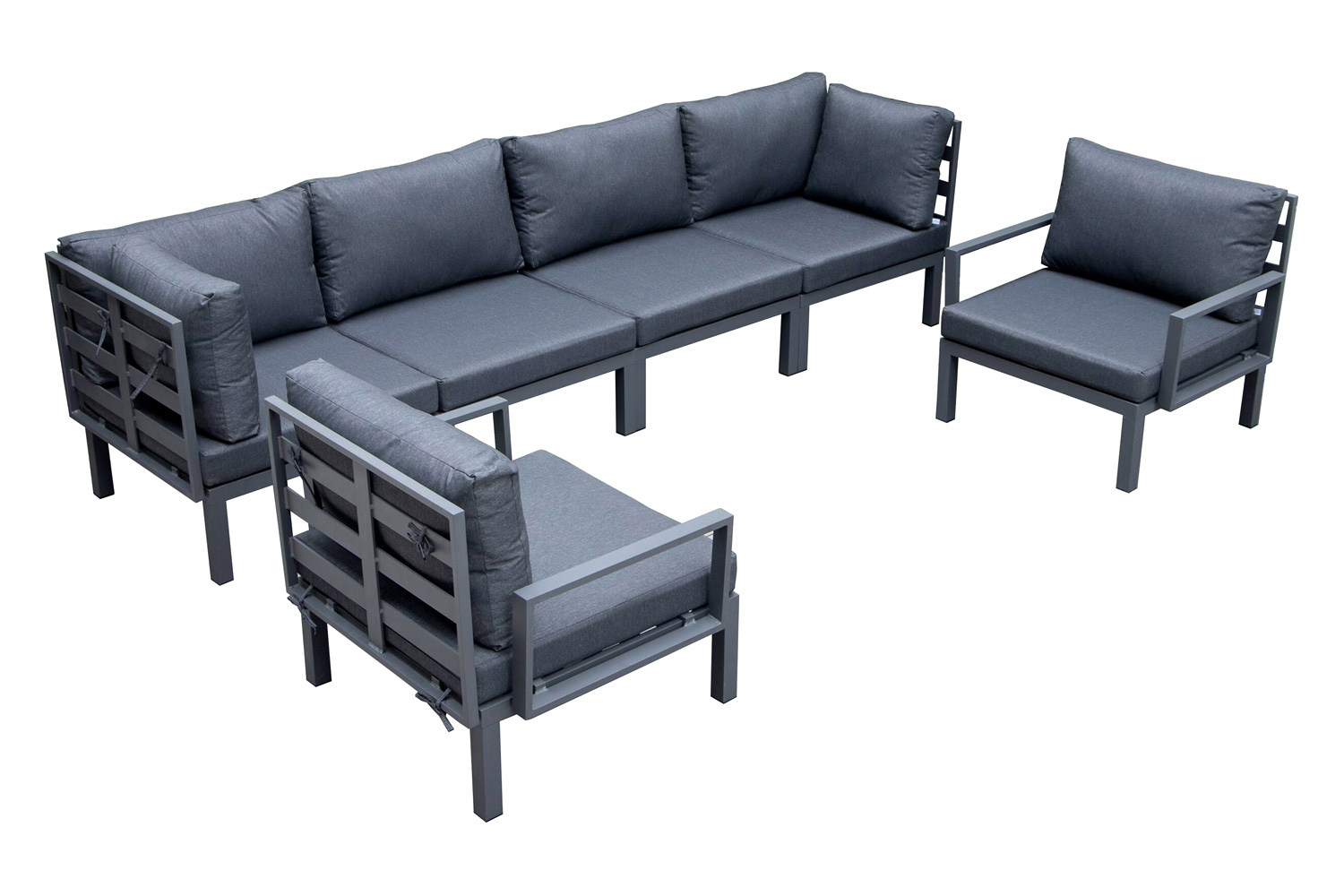 LeisureMod Hamilton 6-Piece Aluminum Patio Conversation Set with Cushions