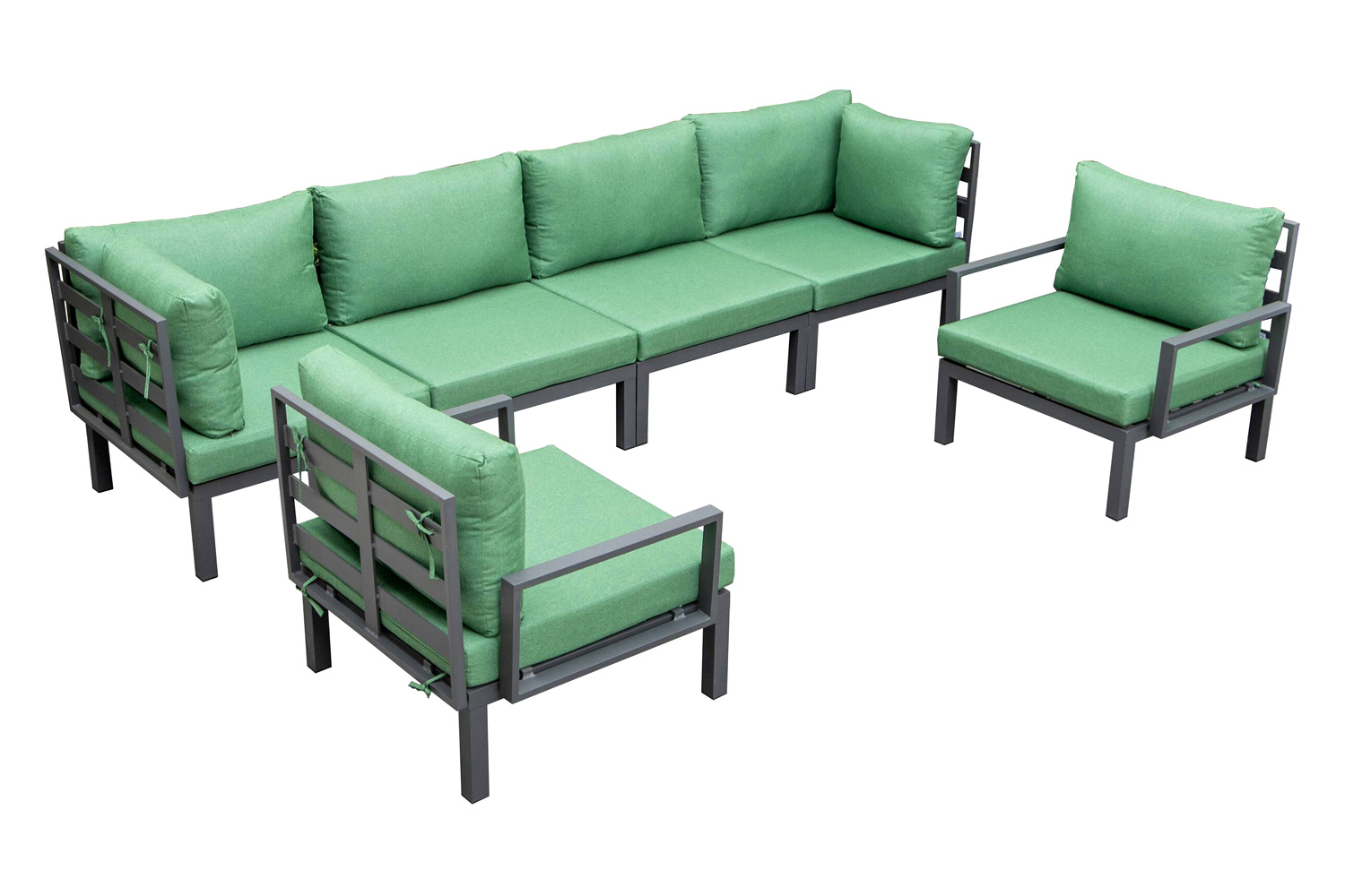 LeisureMod Hamilton 6-Piece Aluminum Patio Conversation Set with Cushions