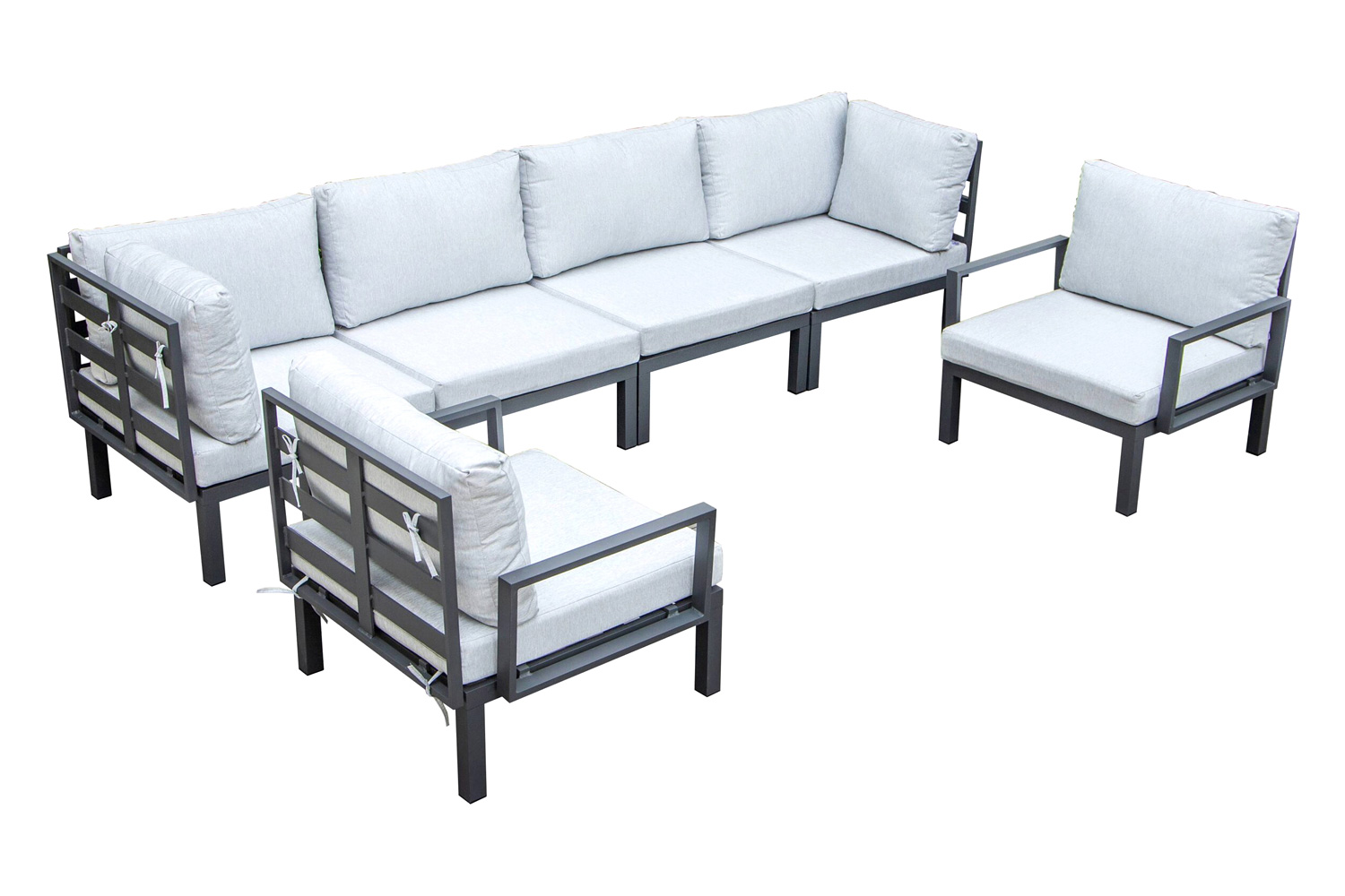 LeisureMod Hamilton 6-Piece Aluminum Patio Conversation Set with Cushions