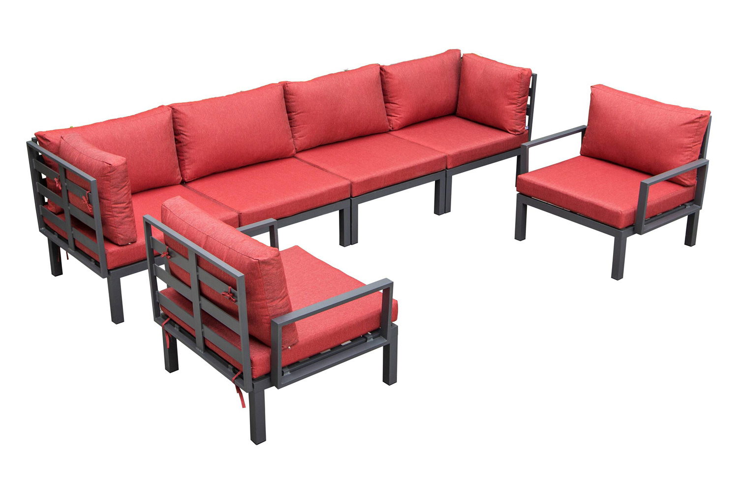 LeisureMod Hamilton 6-Piece Aluminum Patio Conversation Set with Cushions