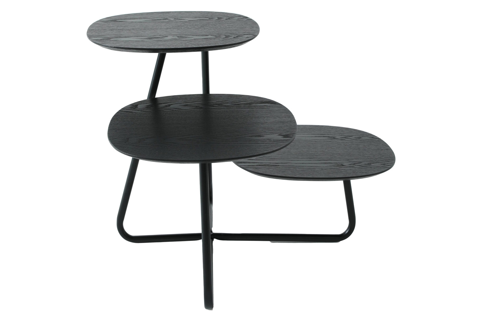 LeisureMod Hazelton Multi-Top End Tables With Manufactured Wood Top And Powder Coated Steel Frame - Black